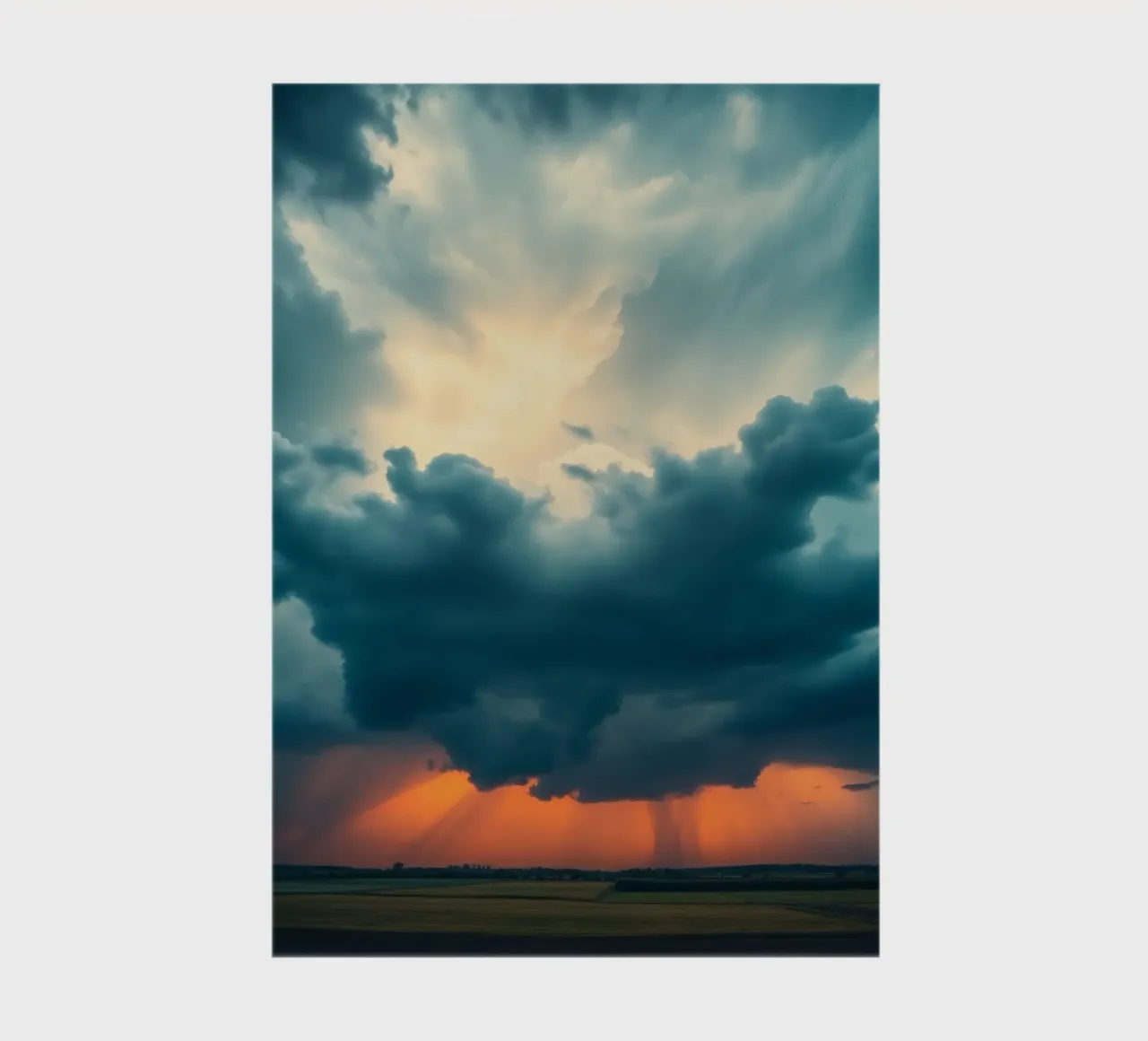 Drammatico cielo al tramonto su campi aperti con nuvole imponenti diario da DesignDoodle