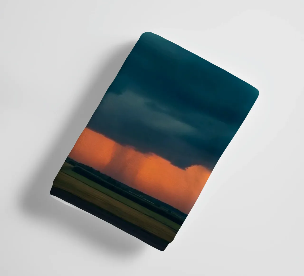 Dramatic sunset sky over open fields with towering clouds towel by DesignDoodle