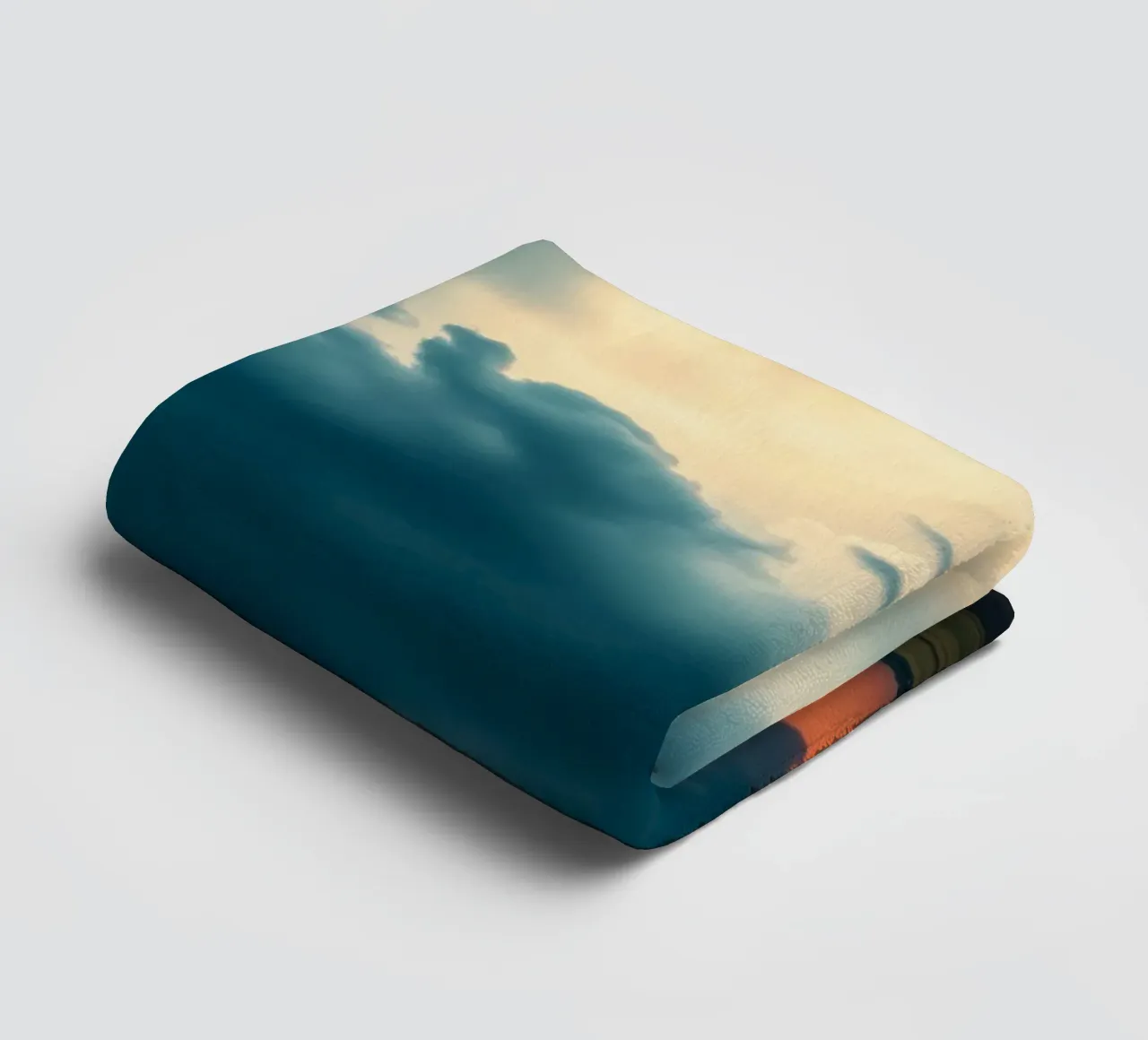 Dramatic sunset sky over open fields with towering clouds towel by DesignDoodle