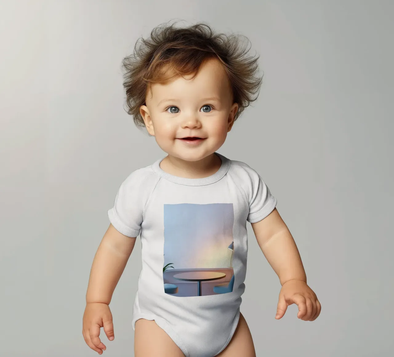 Accogliente angolo interno con luci soffuse e piante body neonato maniche corte da DesignDoodle