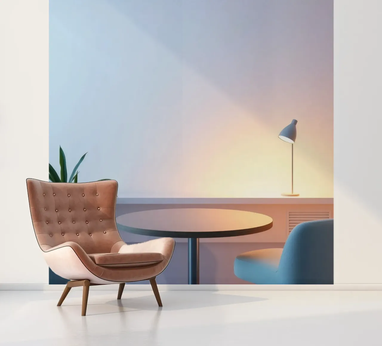 Accogliente angolo interno con luci soffuse e piante carta da parati fotografica da DesignDoodle