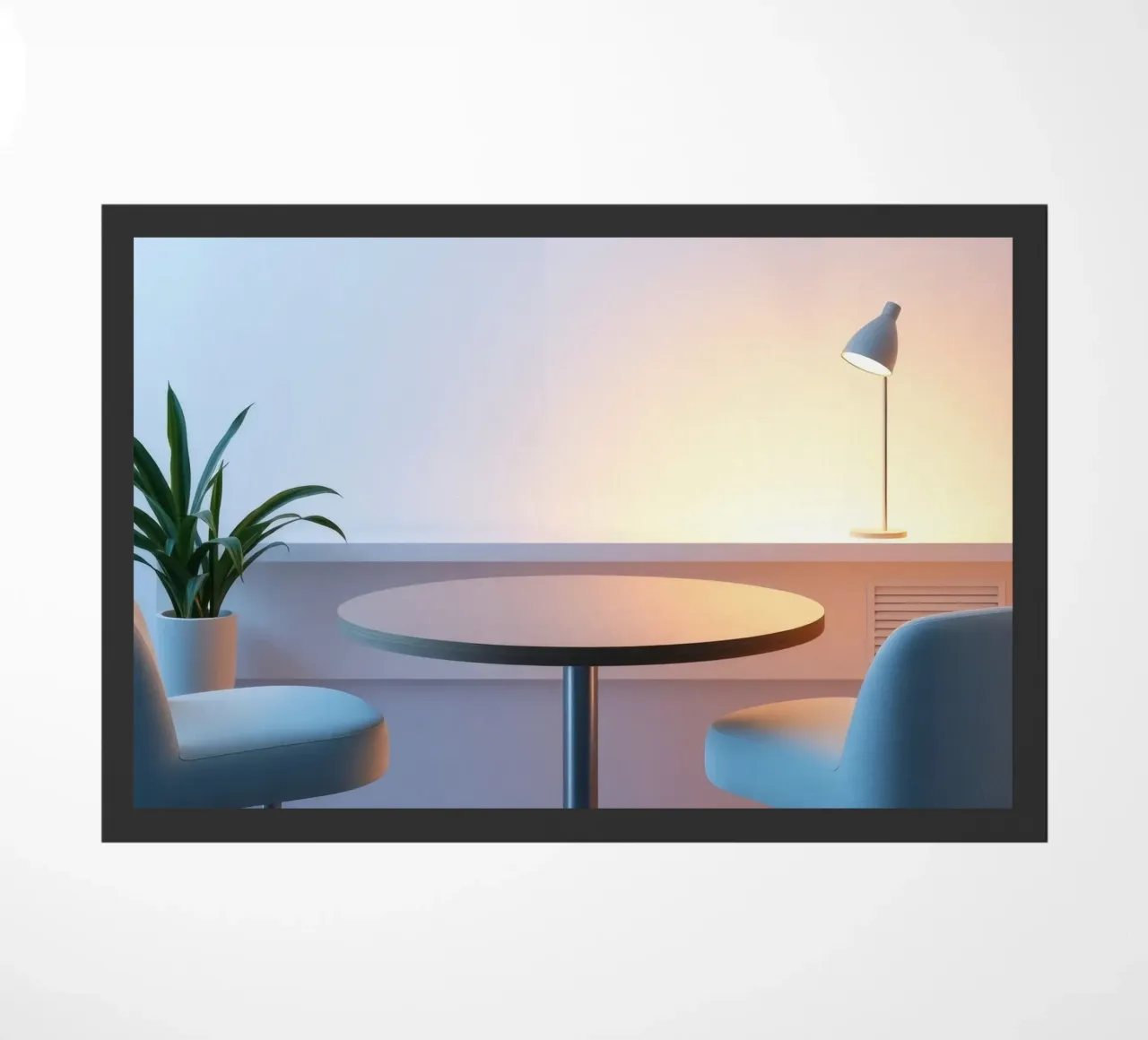 Accogliente angolo interno con luci soffuse e piante zerbino da DesignDoodle