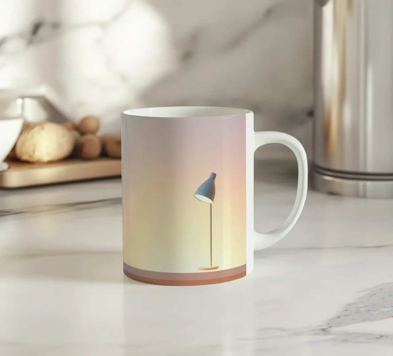 Accogliente angolo interno con luci soffuse e piante tazza in ceramica da DesignDoodle