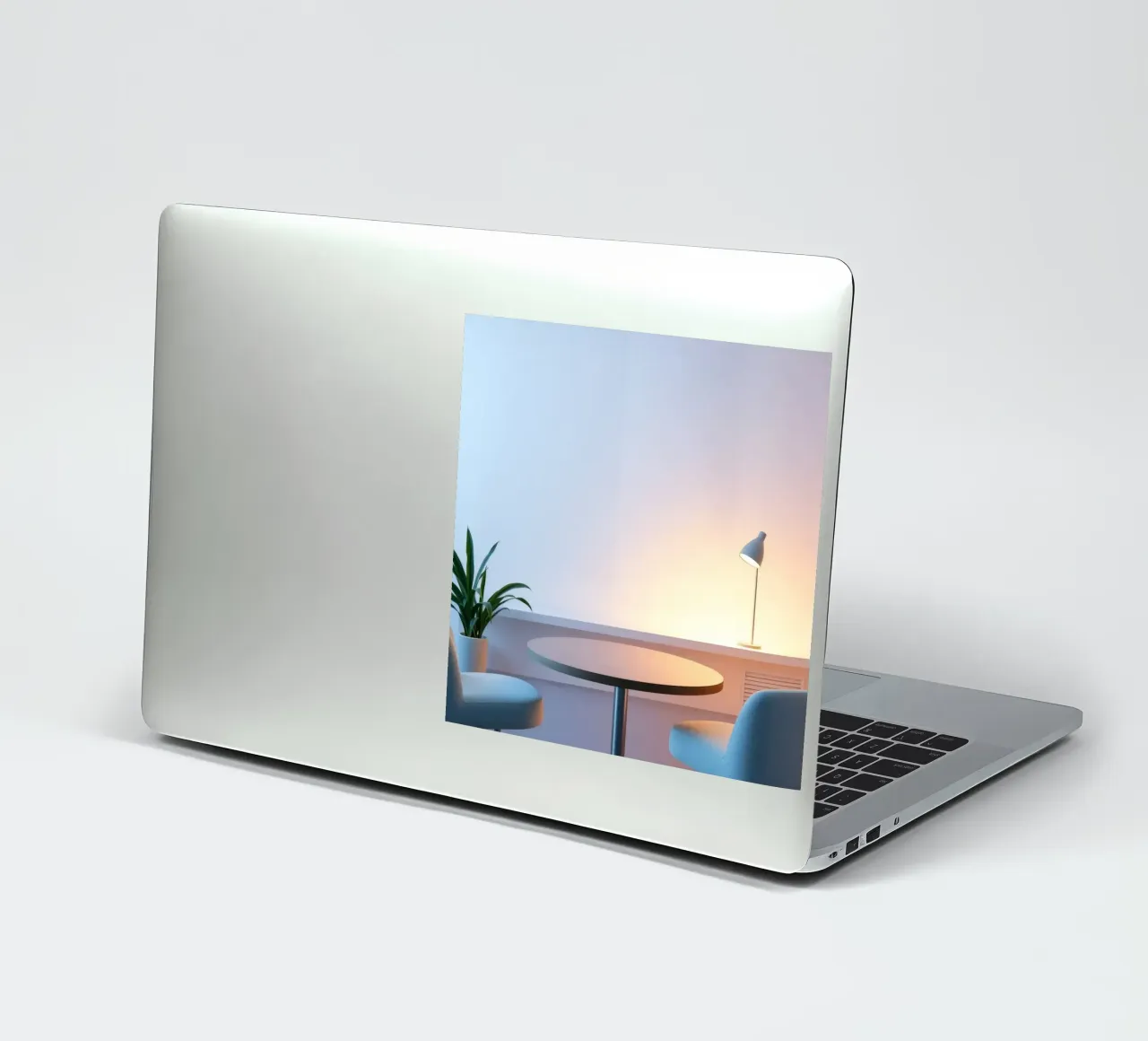 Accogliente angolo interno con luci soffuse e piante adesivo da DesignDoodle