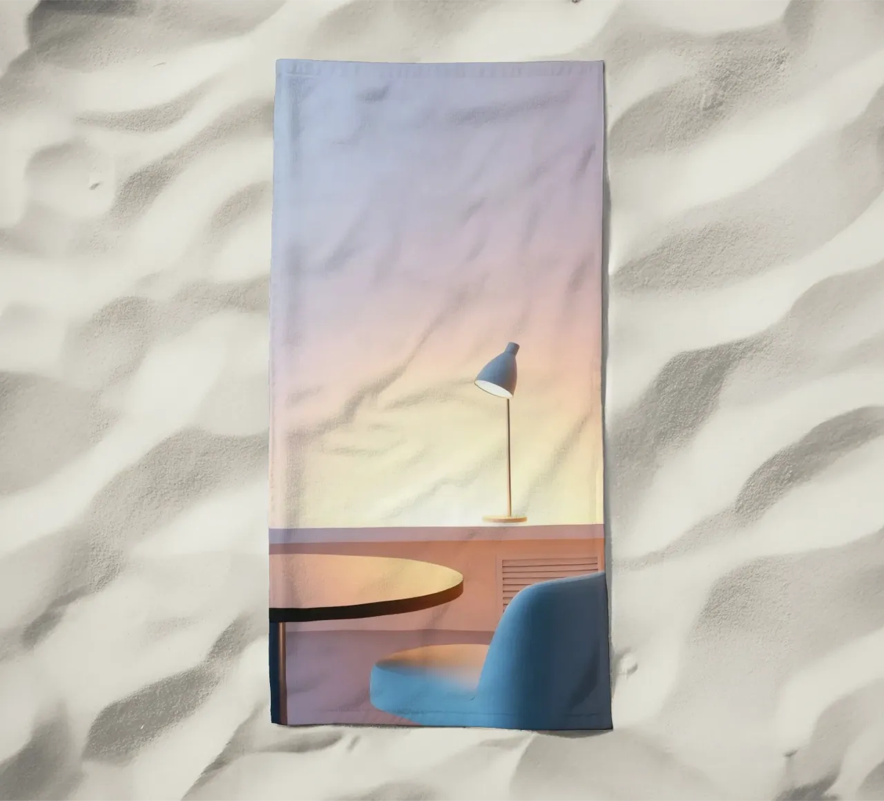 Accogliente angolo interno con luci soffuse e piante telo mare da DesignDoodle