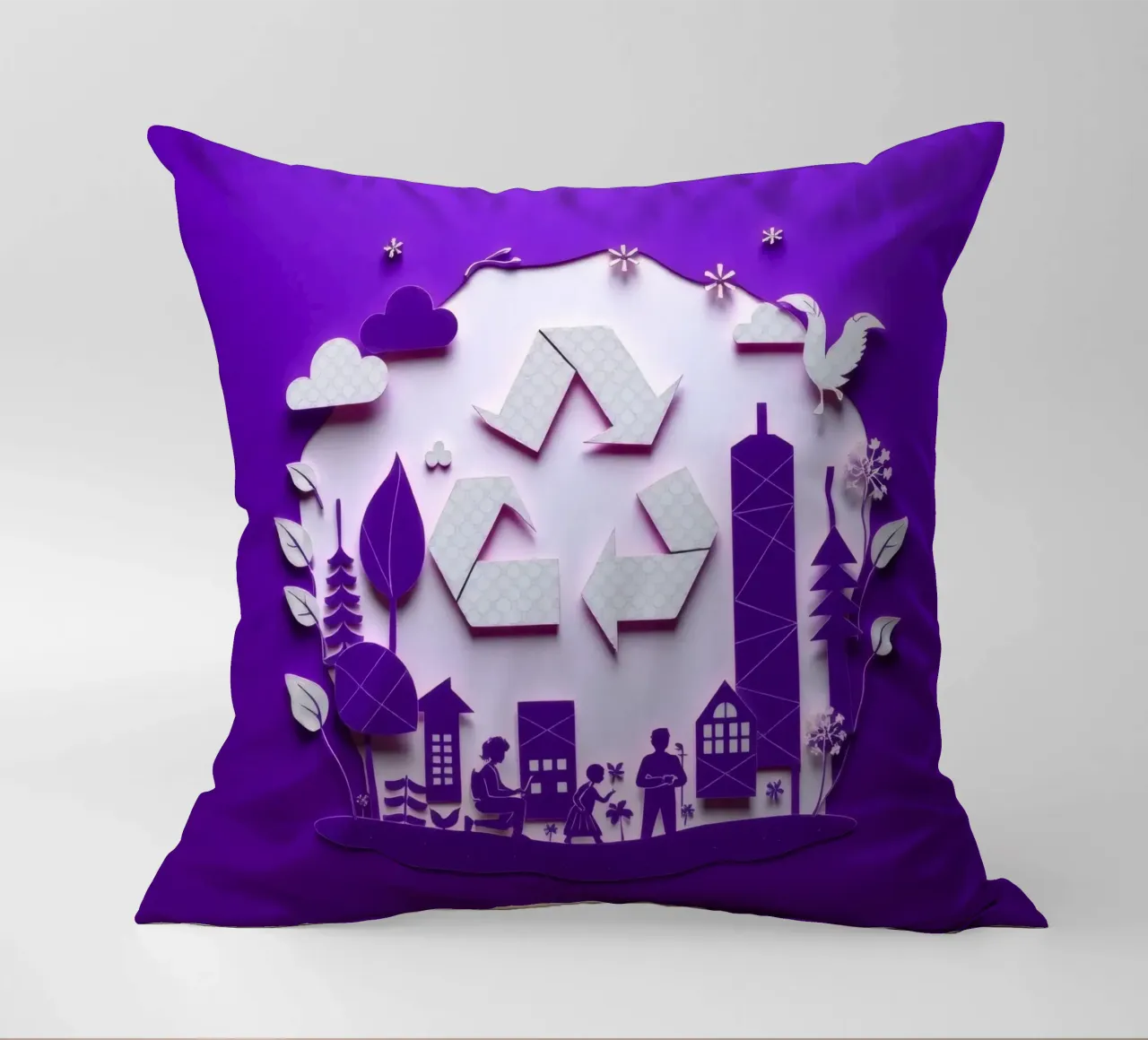 Accogliente angolo interno con luci soffuse, piante riciclate cuscino da DesignDoodle