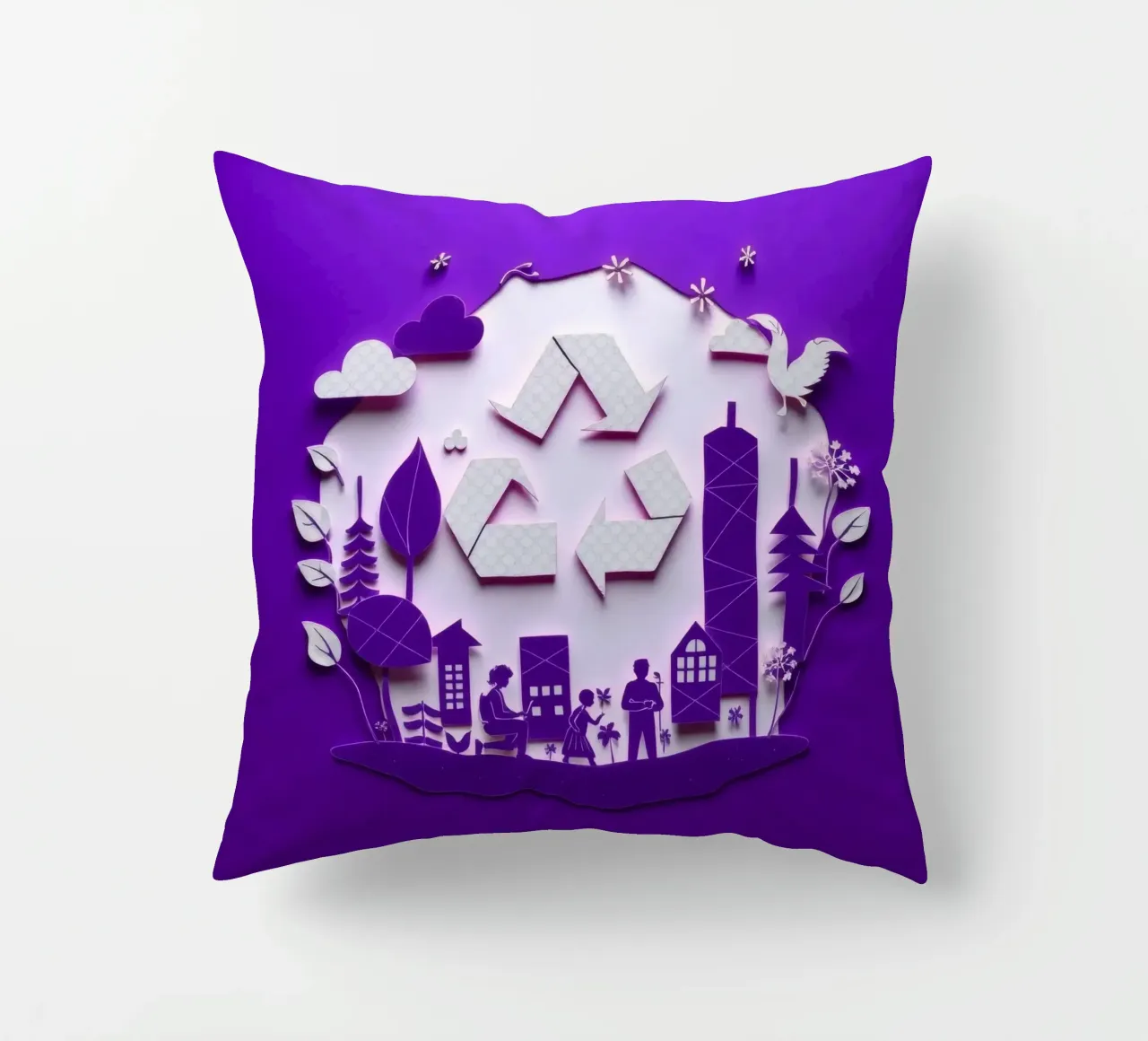 Accogliente angolo interno con luci soffuse, piante riciclate cuscino da DesignDoodle