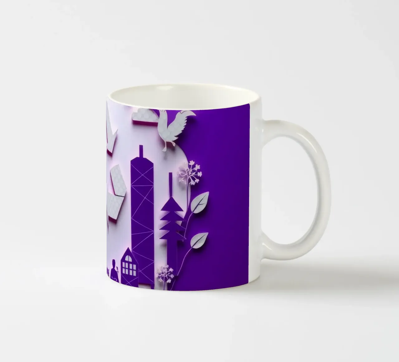 Accogliente angolo interno con luci soffuse, piante riciclate tazza in ceramica da DesignDoodle