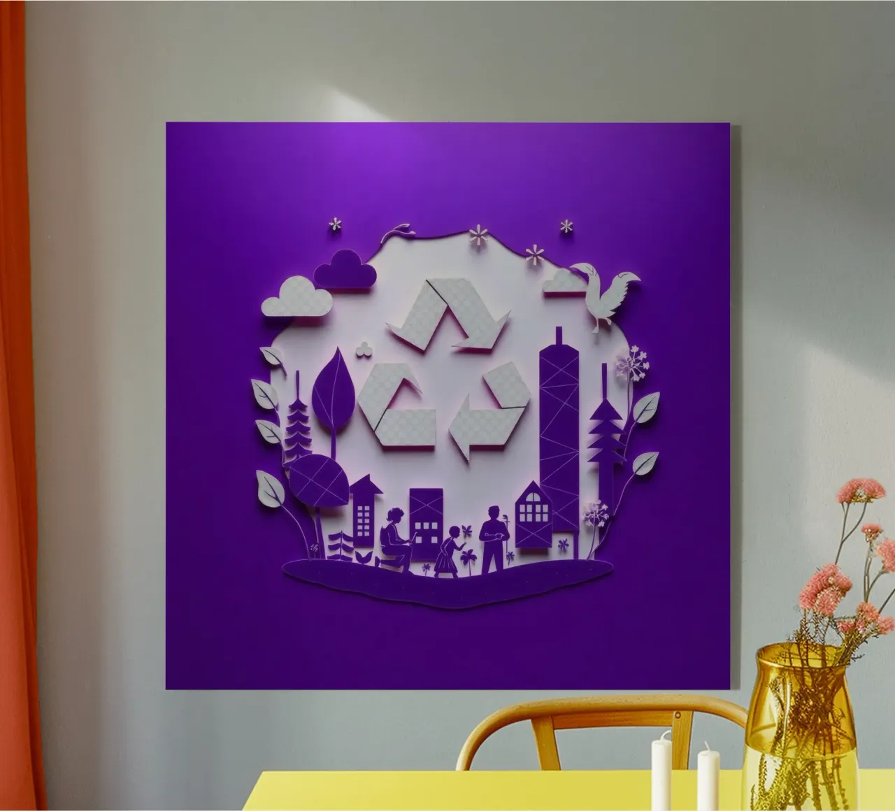 Accogliente angolo interno con luci soffuse, piante riciclate plexiglass da DesignDoodle