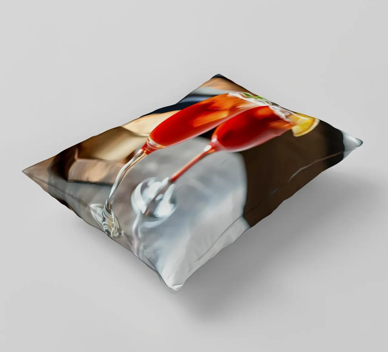 Bevande ghiacciate rinfrescanti servite con pane in un accogliente caffè cuscino da DesignDoodle