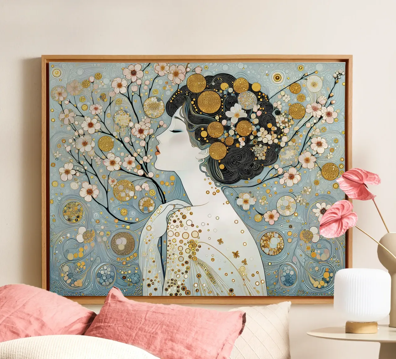 Sakura tela con Cornice a cassetta da Art-Nouveau-Dsg