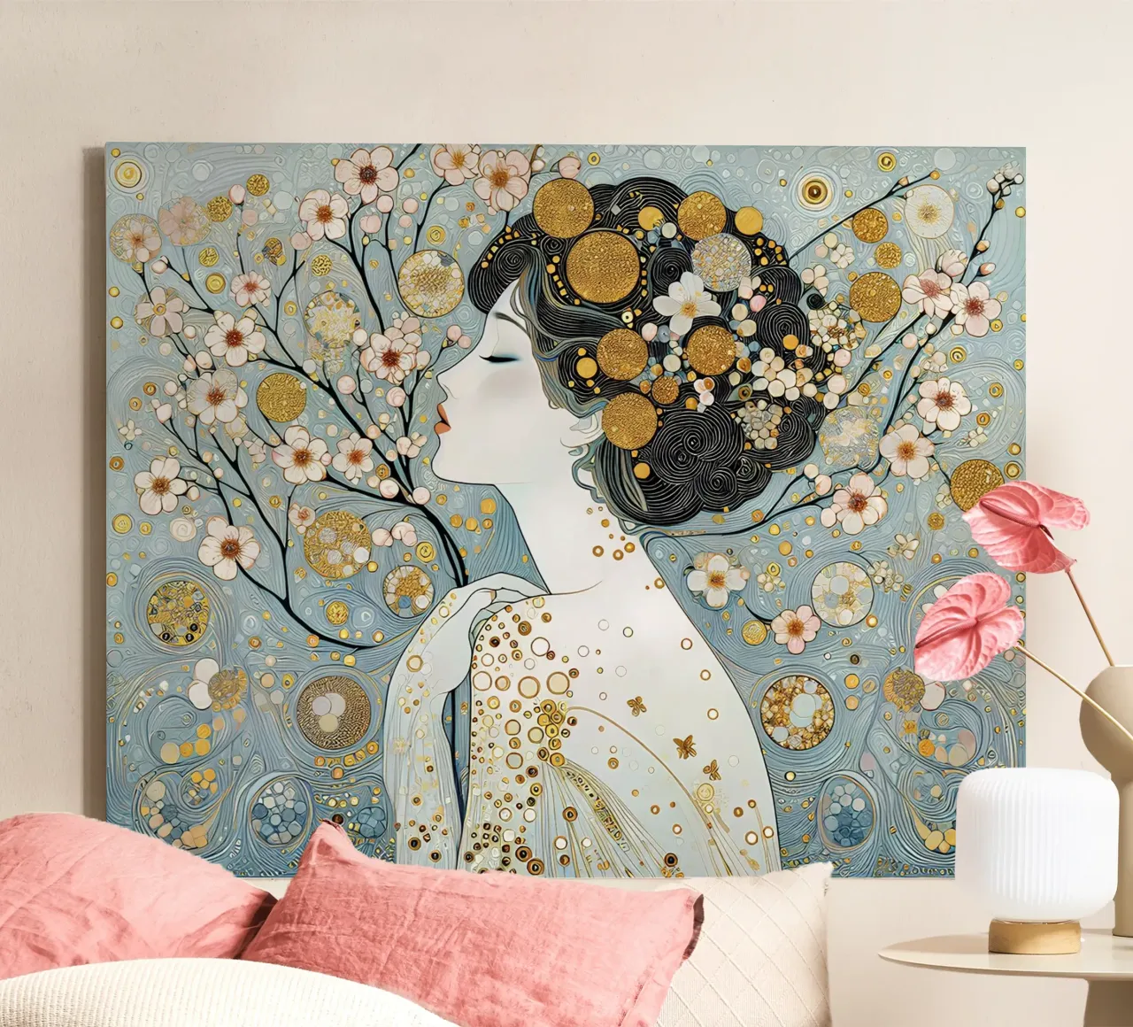 Sakura tela con Cornice a cassetta da Art-Nouveau-Dsg