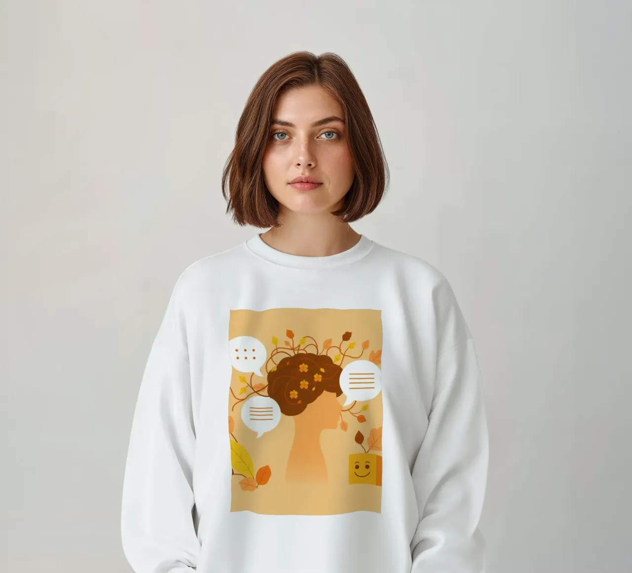 mente con pensieri floreali ed elementi della natura in un morbido autunno felpa da DesignDoodle