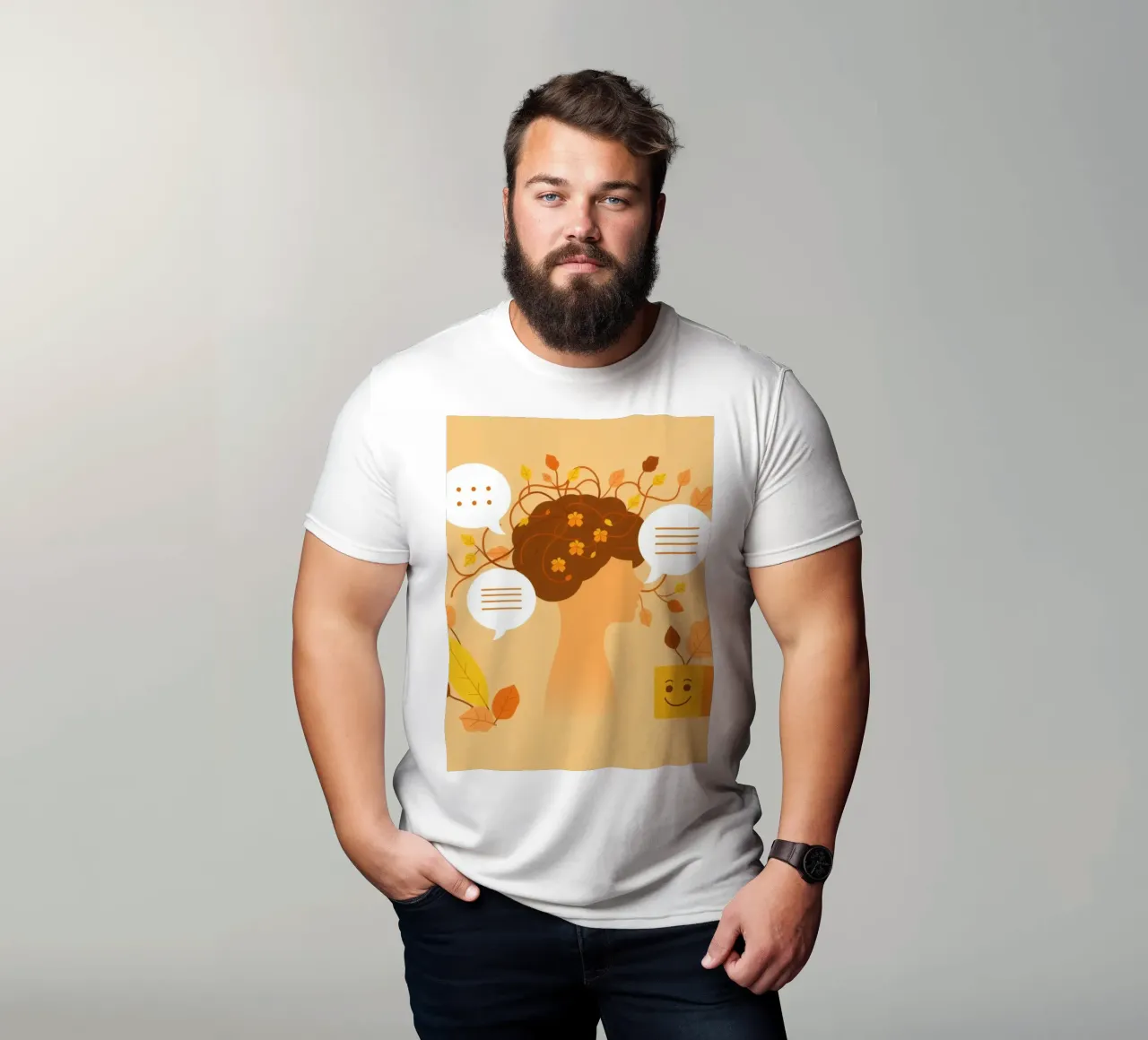 mente con pensieri floreali ed elementi della natura in un morbido autunno t-shirt da DesignDoodle