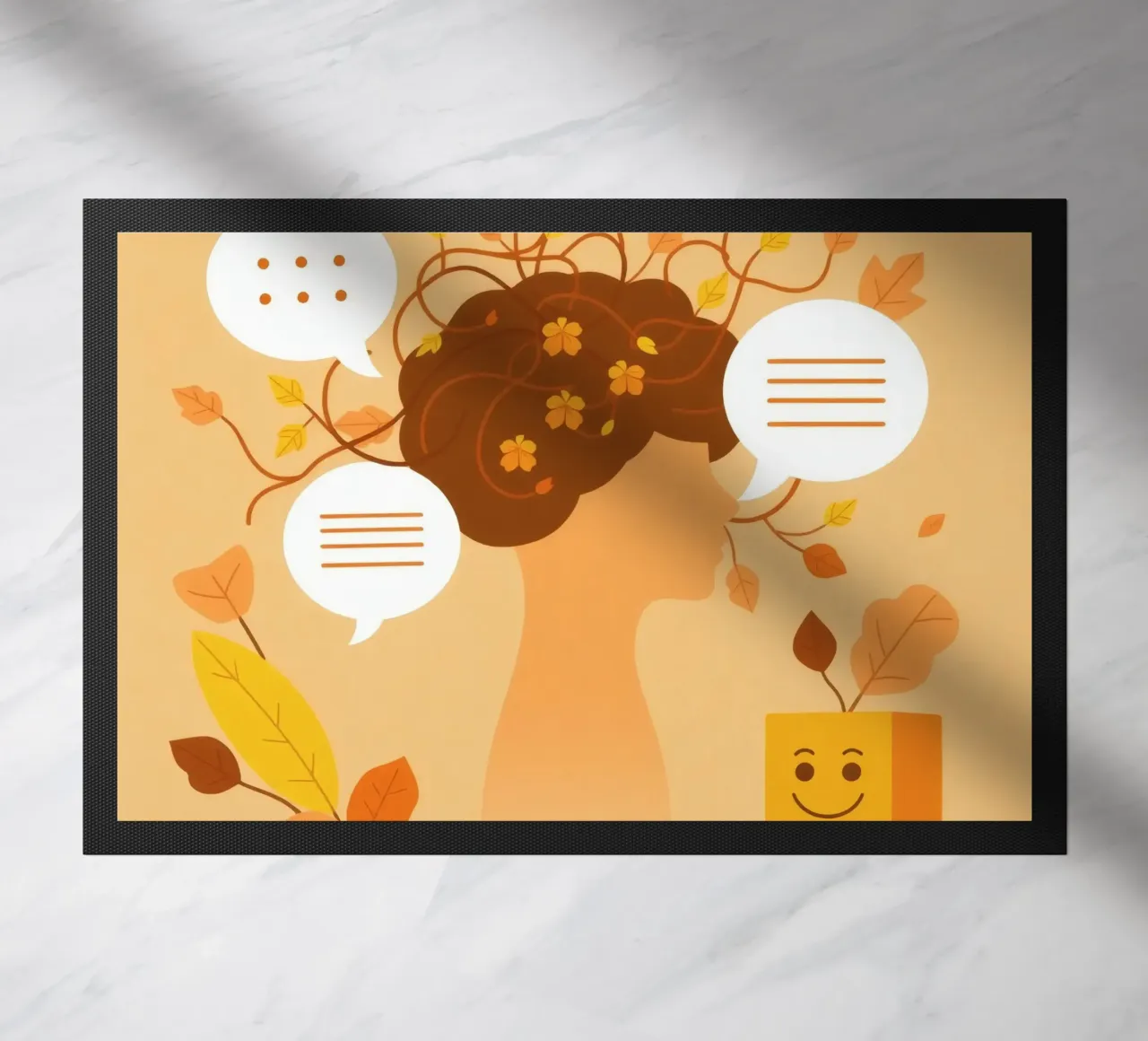 mente con pensieri floreali ed elementi della natura in un morbido autunno zerbino da DesignDoodle