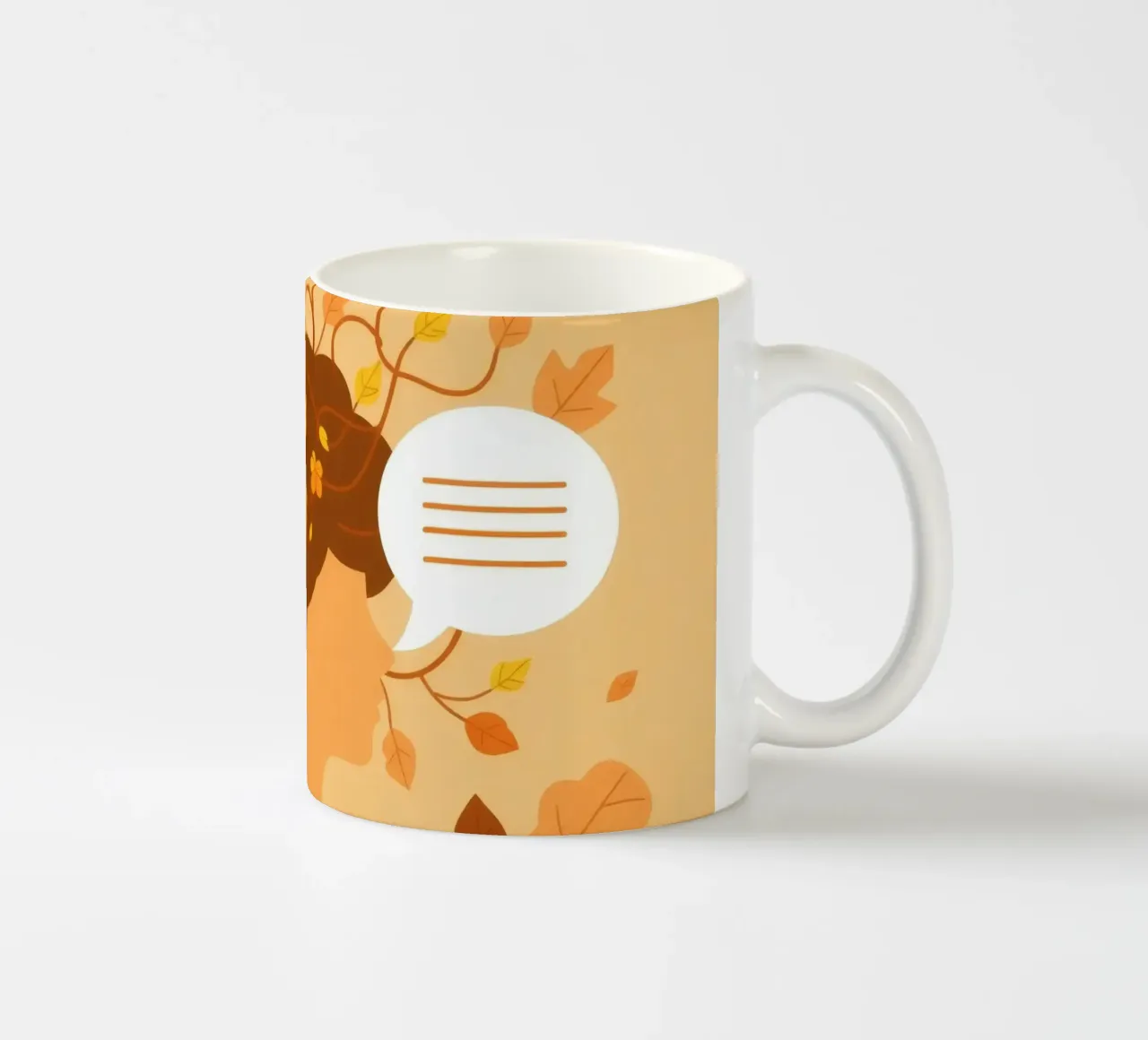 mente con pensieri floreali ed elementi della natura in un morbido autunno tazza in ceramica da DesignDoodle