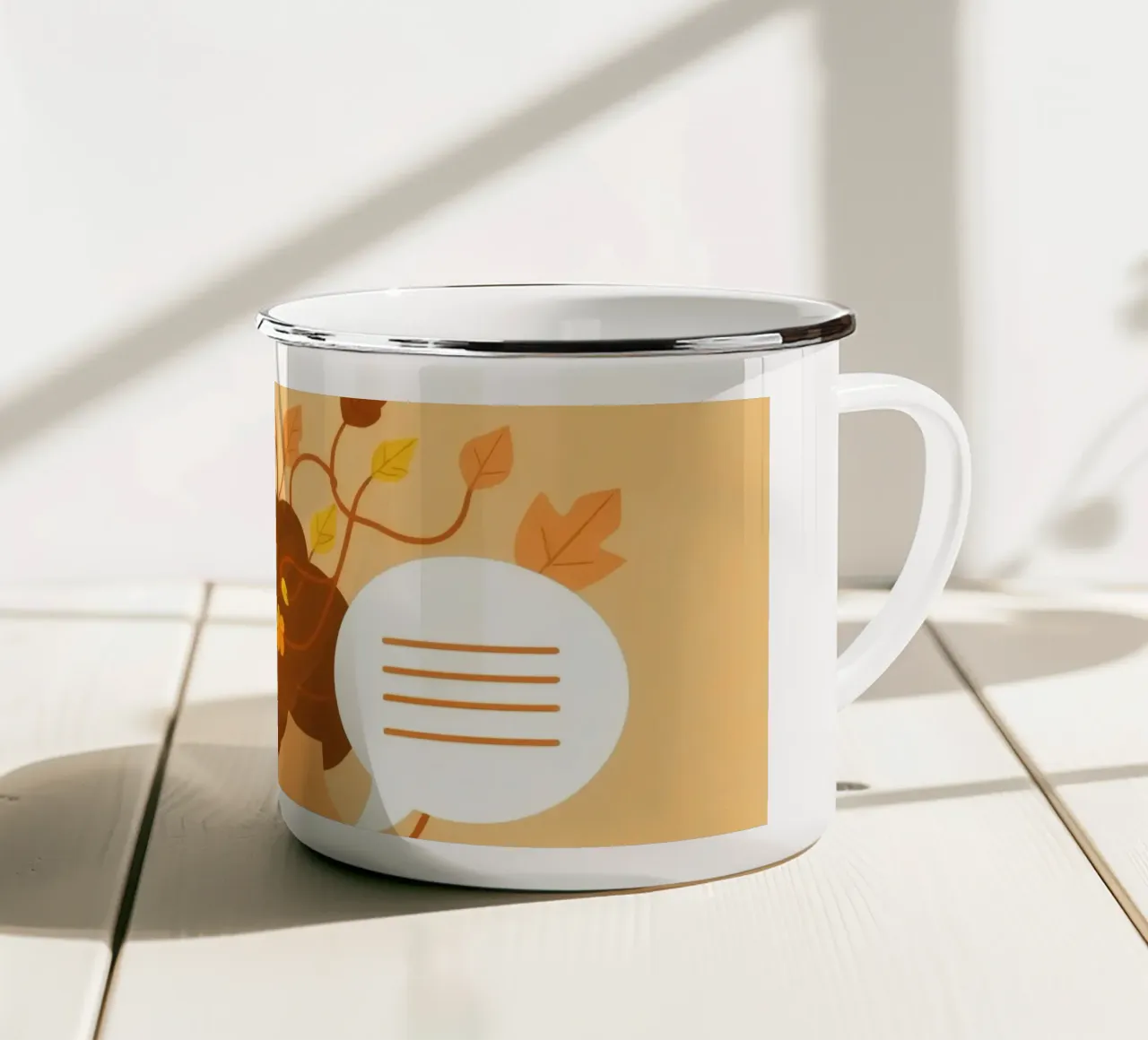 mente con pensieri floreali ed elementi della natura in un morbido autunno tazza in smalto da DesignDoodle