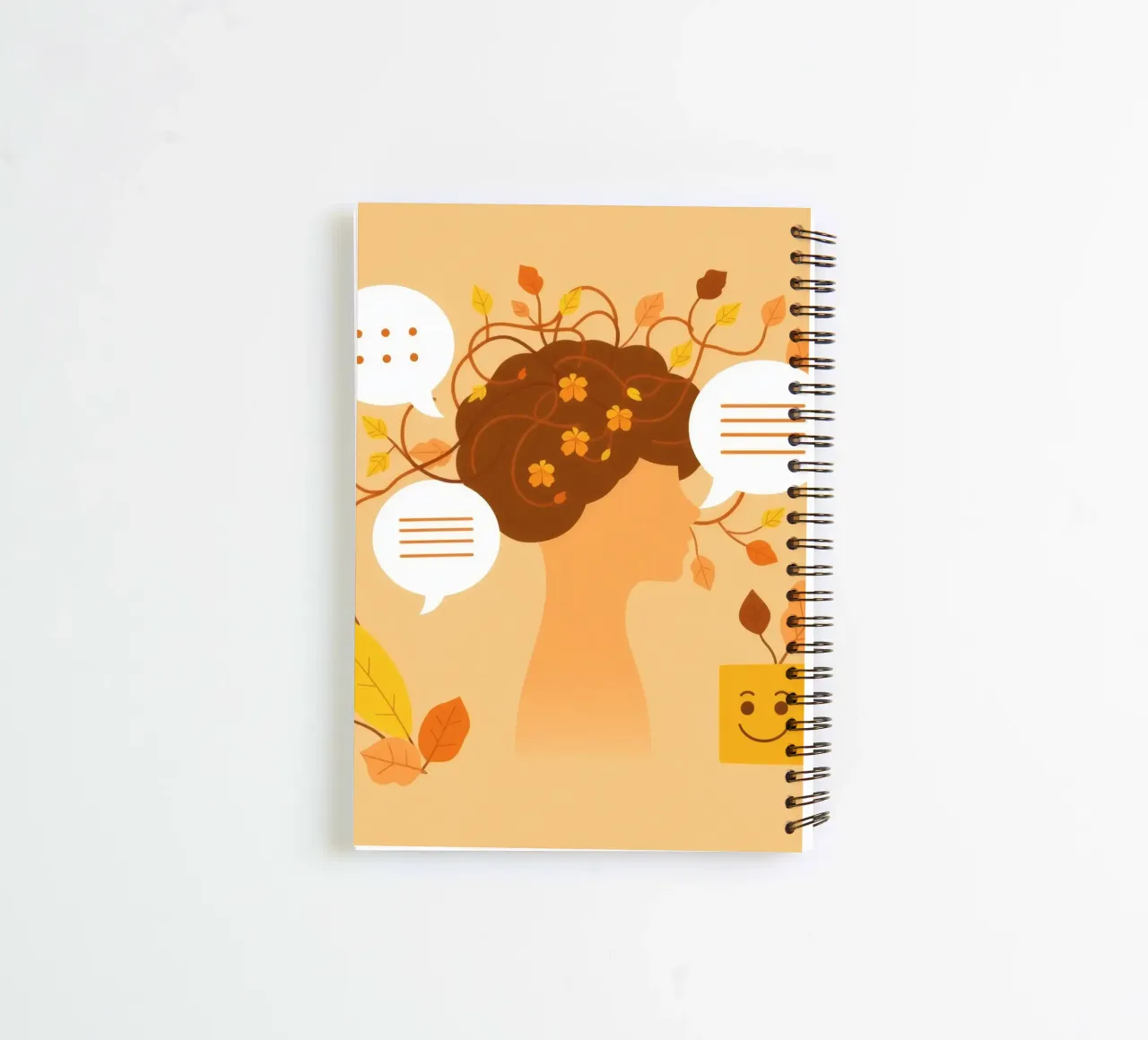 mind with floral thoughts and nature elements in soft autumn spiral notebook by DesignDoodle