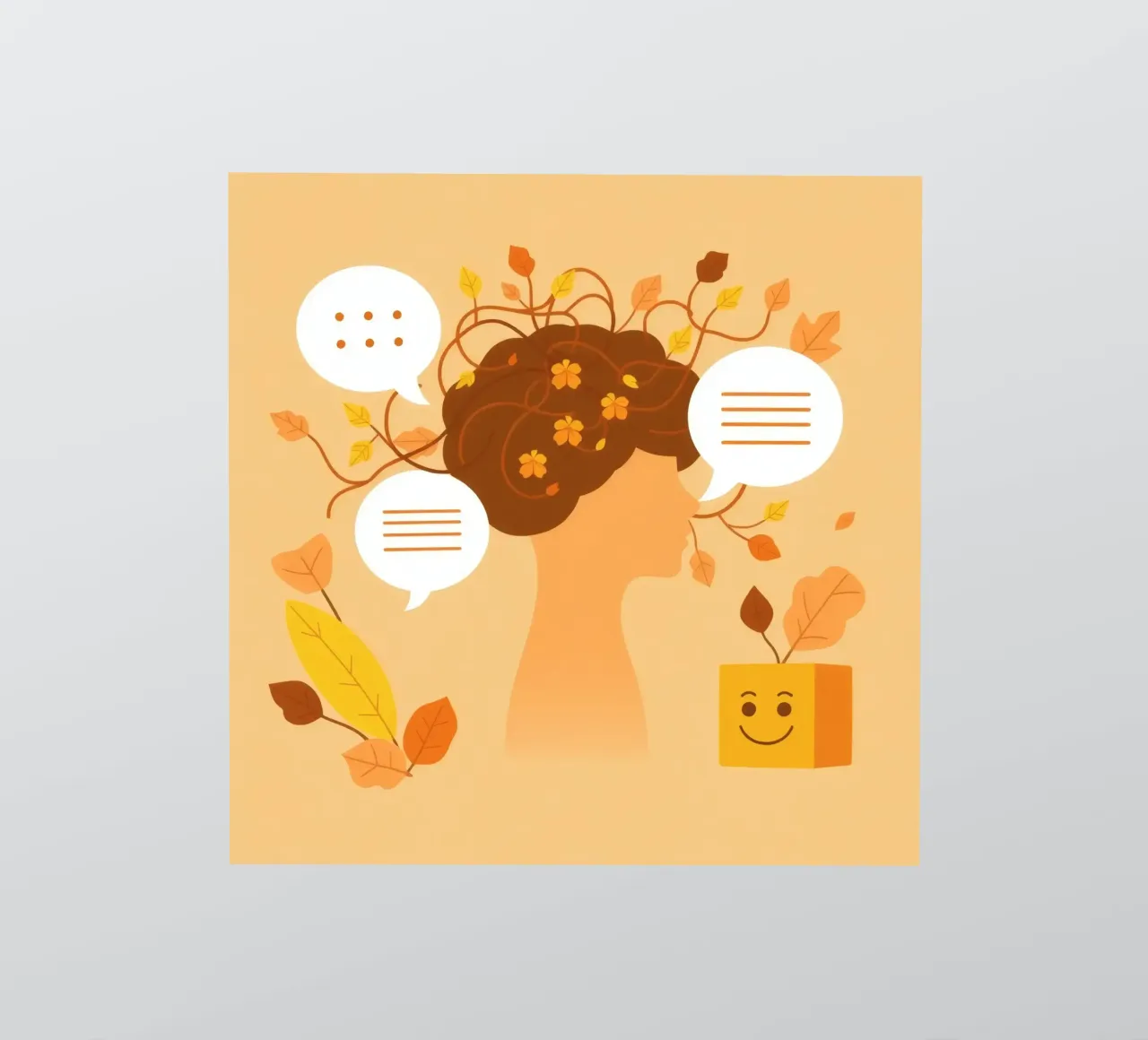 mente con pensieri floreali ed elementi della natura in un morbido autunno adesivo da DesignDoodle