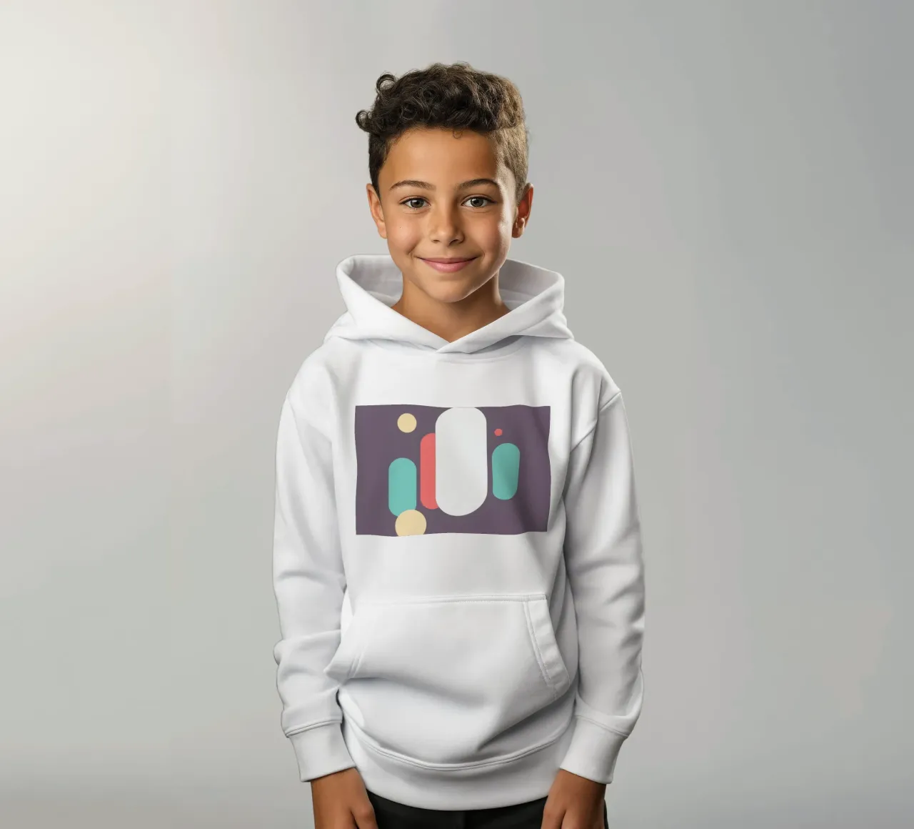 Forme geometriche astratte in colori tenui su uno sfondo tenue felpa bambino con cappuccio da DesignDoodle