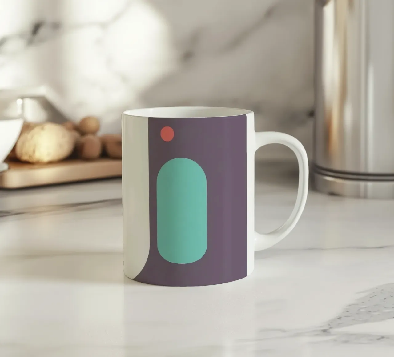 Forme geometriche astratte in colori tenui su uno sfondo tenue tazza in ceramica da DesignDoodle