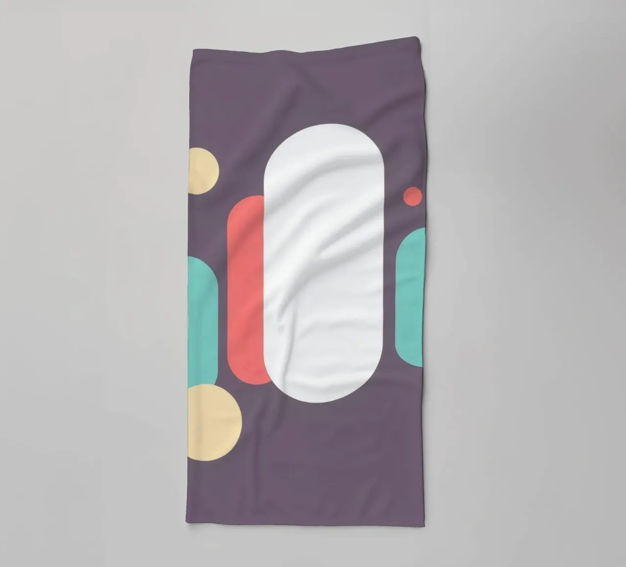 Abstract geometric shapes in soft colors on muted backgroud towel by DesignDoodle