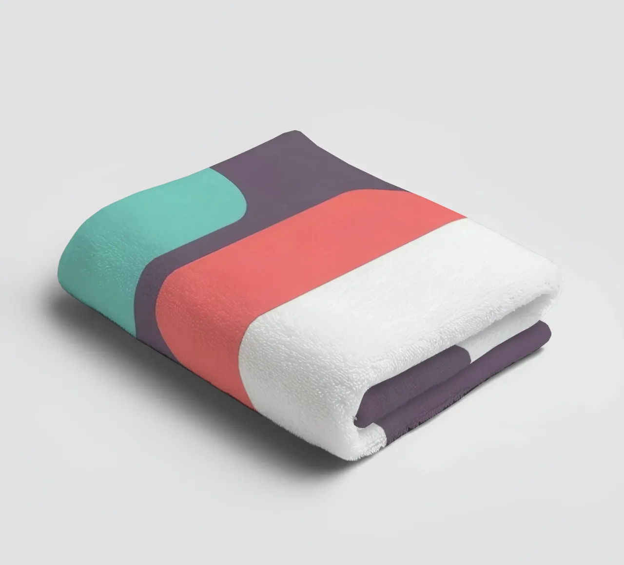 Abstract geometric shapes in soft colors on muted backgroud towel by DesignDoodle