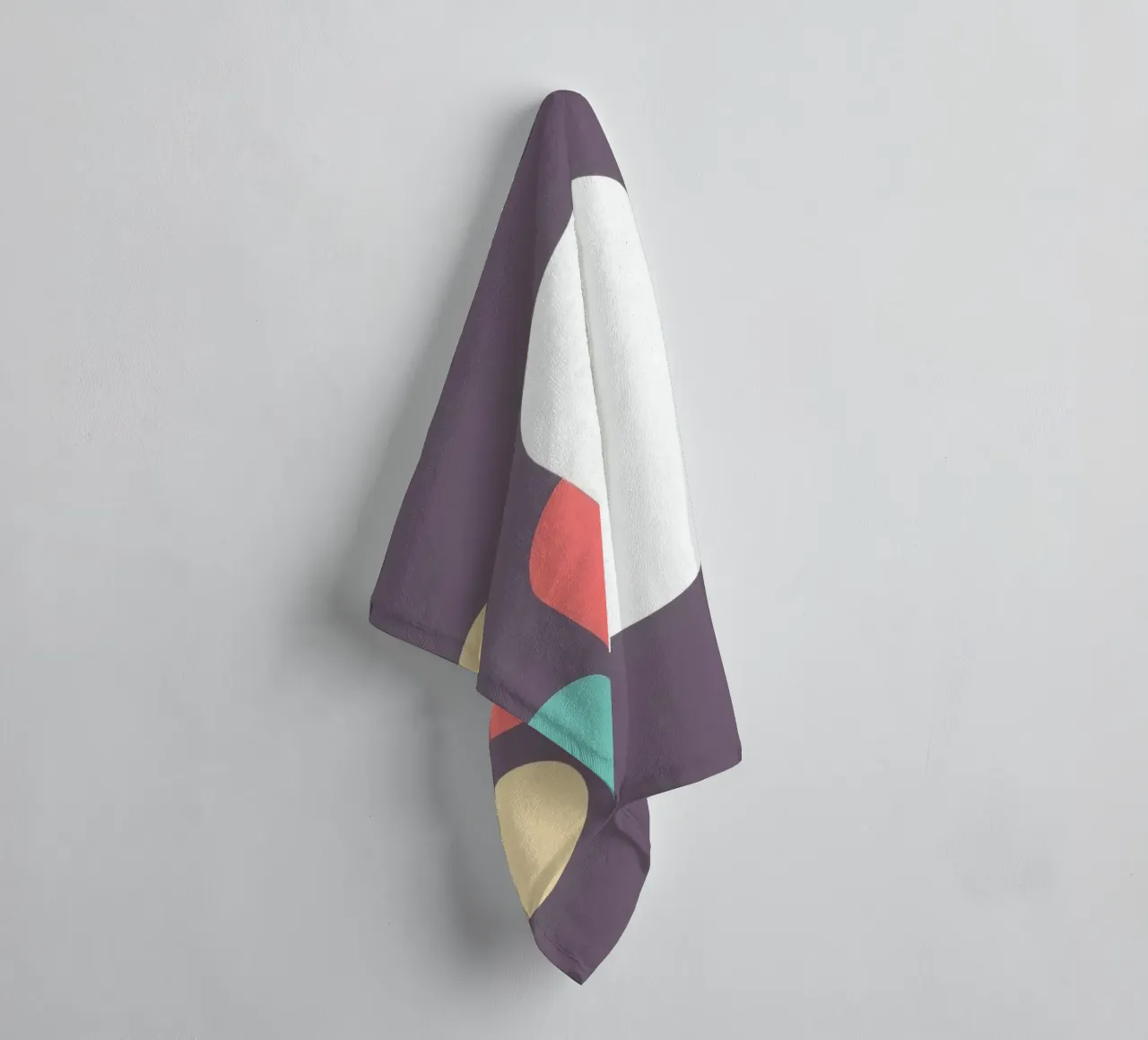 Abstract geometric shapes in soft colors on muted backgroud towel by DesignDoodle