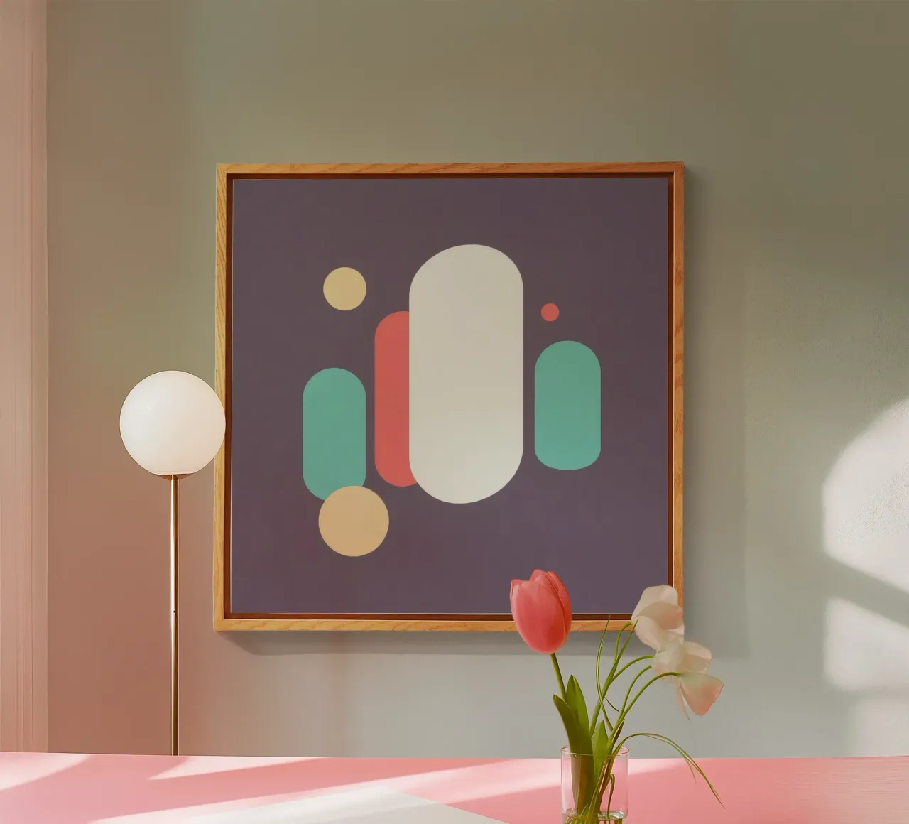 Forme geometriche astratte in colori tenui su uno sfondo tenue plexiglass da DesignDoodle