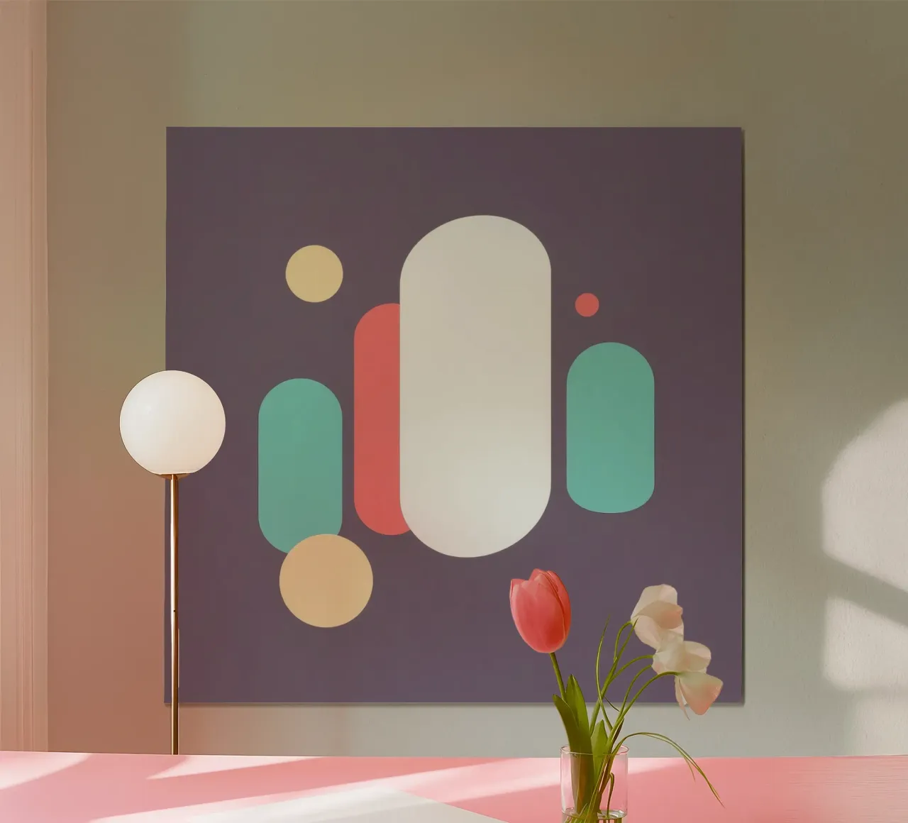 Forme geometriche astratte in colori tenui su uno sfondo tenue carta hahnemühle da DesignDoodle