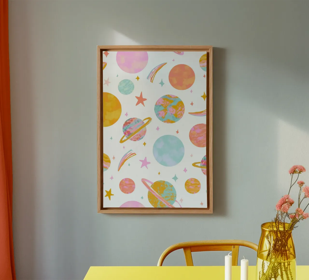 Stampa galassia per cameretta, stampa spazio per bambini, poster pianeta tela con Cornice a cassetta da ABC Prints