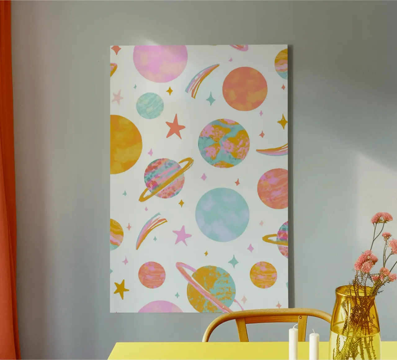 Stampa galassia per cameretta, stampa spazio per bambini, poster pianeta tela con Cornice a cassetta da ABC Prints