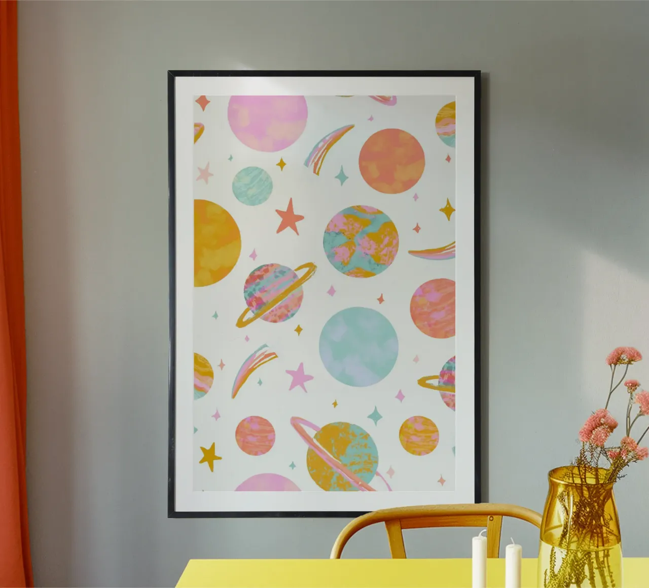 Stampa galassia per cameretta, stampa spazio per bambini, poster pianeta poster con telaio in alluminio da ABC Prints
