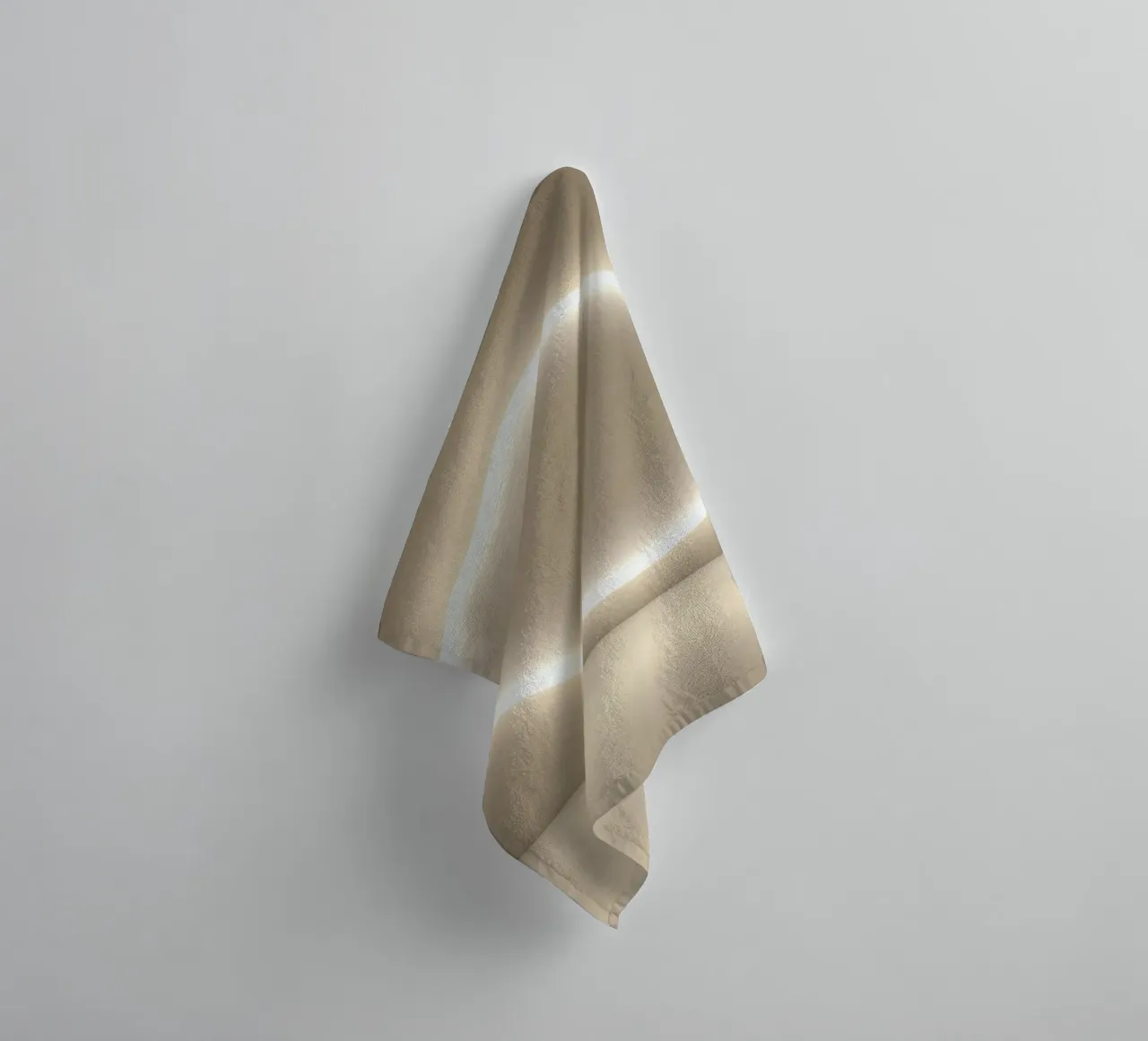 Light installation creates soft glow against neutral wall towel by DesignDoodle