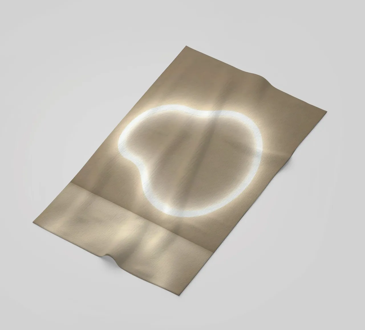 Light installation creates soft glow against neutral wall beach towel by DesignDoodle