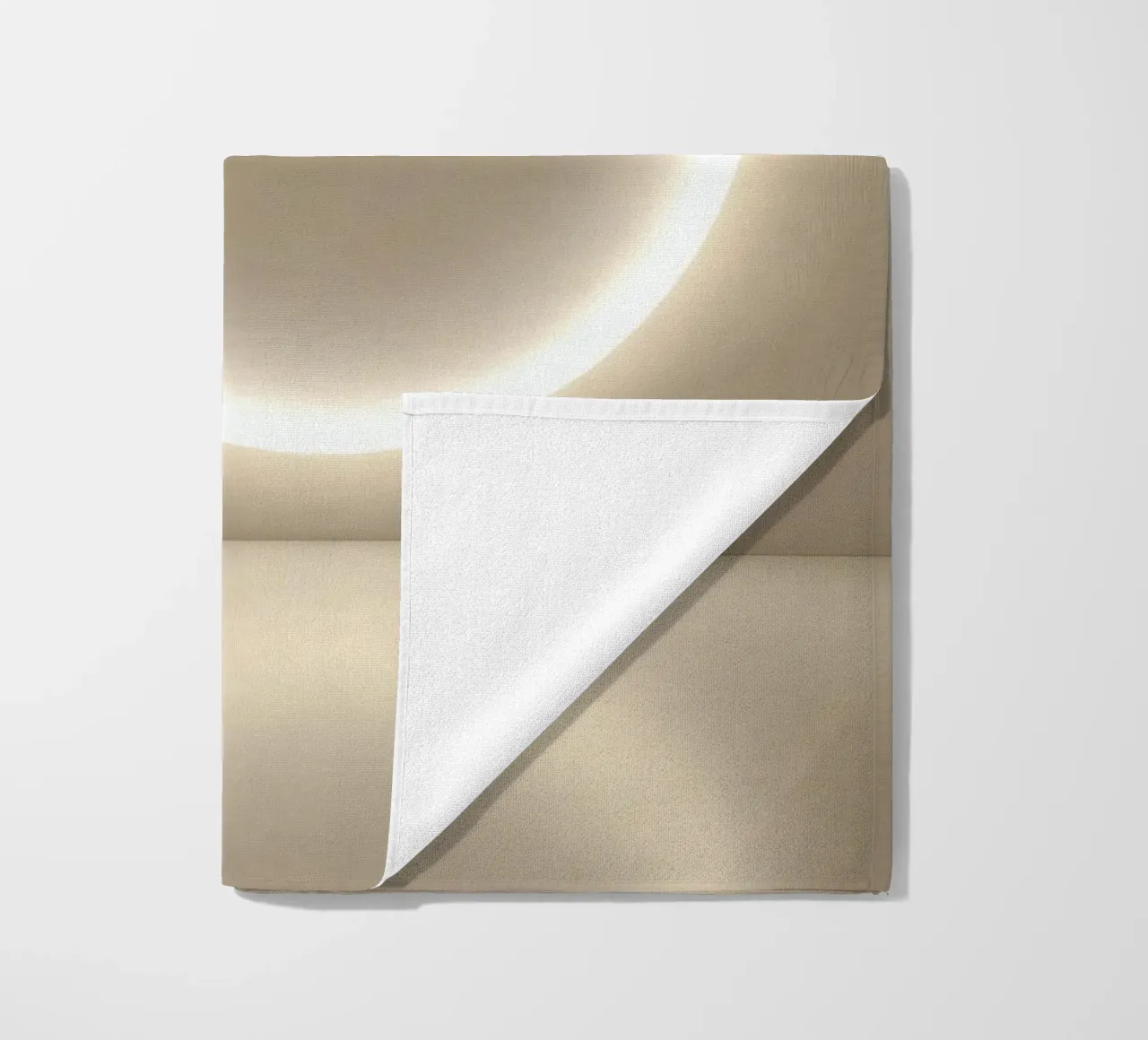 Light installation creates soft glow against neutral wall beach towel by DesignDoodle