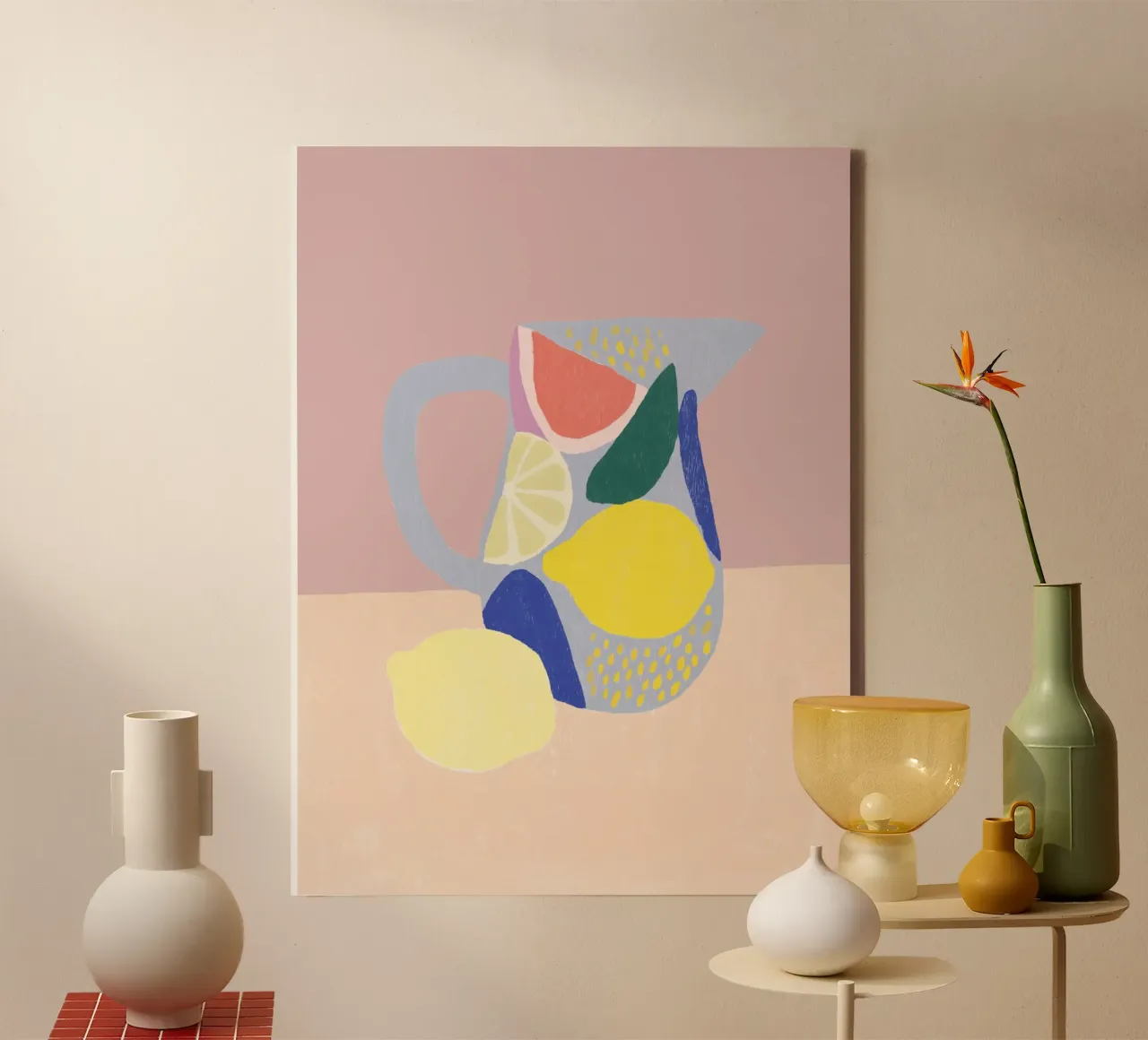 Obst Limonade mit Zitrone Leinwand von Carinaprint