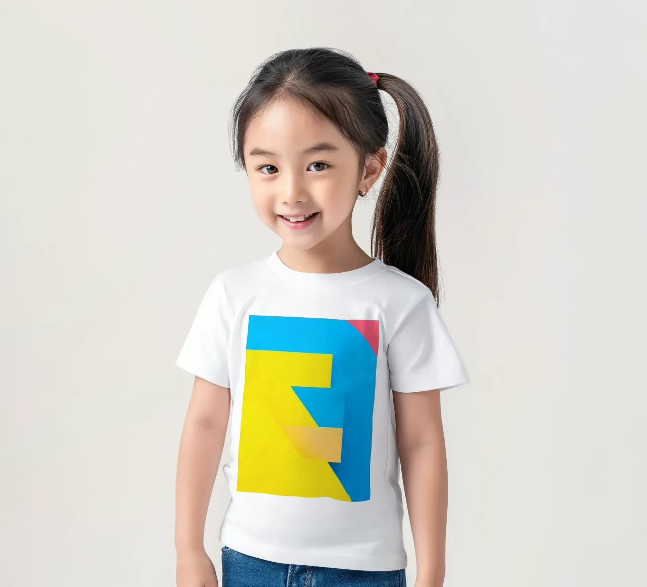 Forme geometriche colorate disposte in una vibrante composizione t-shirt bambini da DesignDoodle