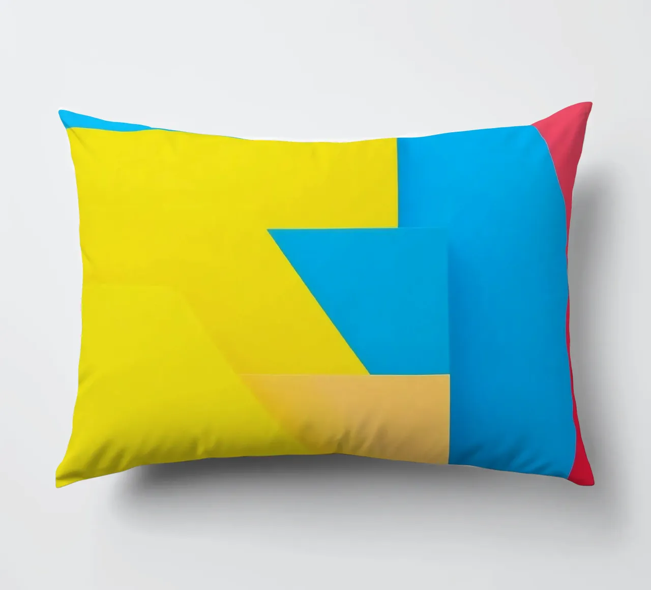 Forme geometriche colorate disposte in una vibrante composizione cuscino da DesignDoodle