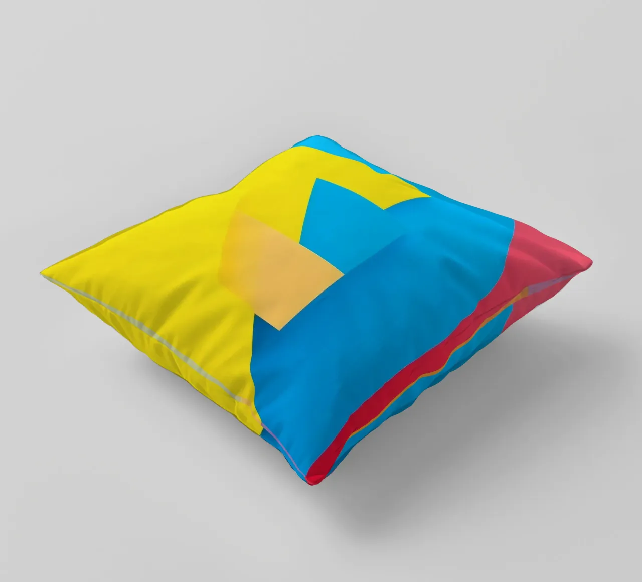 Forme geometriche colorate disposte in una vibrante composizione cuscino da DesignDoodle