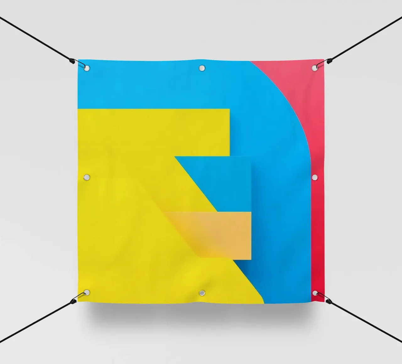 Forme geometriche colorate disposte in una vibrante composizione telo in pvc da DesignDoodle