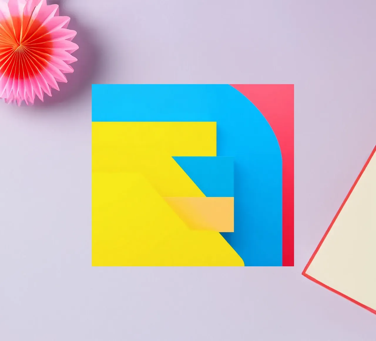 Forme geometriche colorate disposte in una vibrante composizione adesivo da DesignDoodle