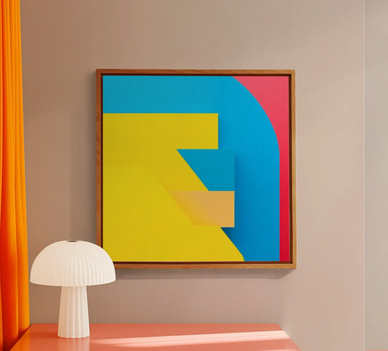 Forme geometriche colorate disposte in una vibrante composizione plexiglass da DesignDoodle