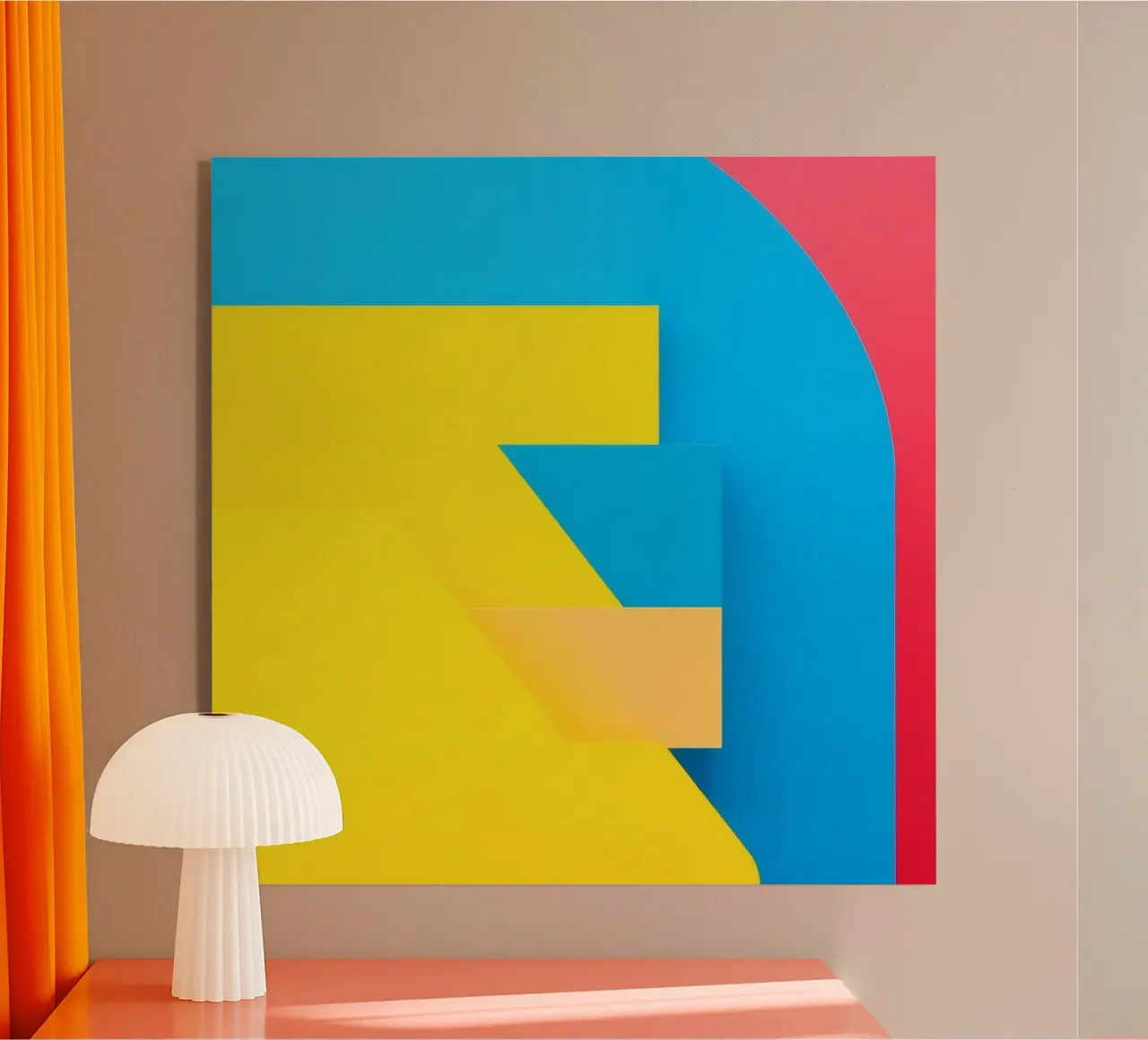 Forme geometriche colorate disposte in una vibrante composizione plexiglass da DesignDoodle