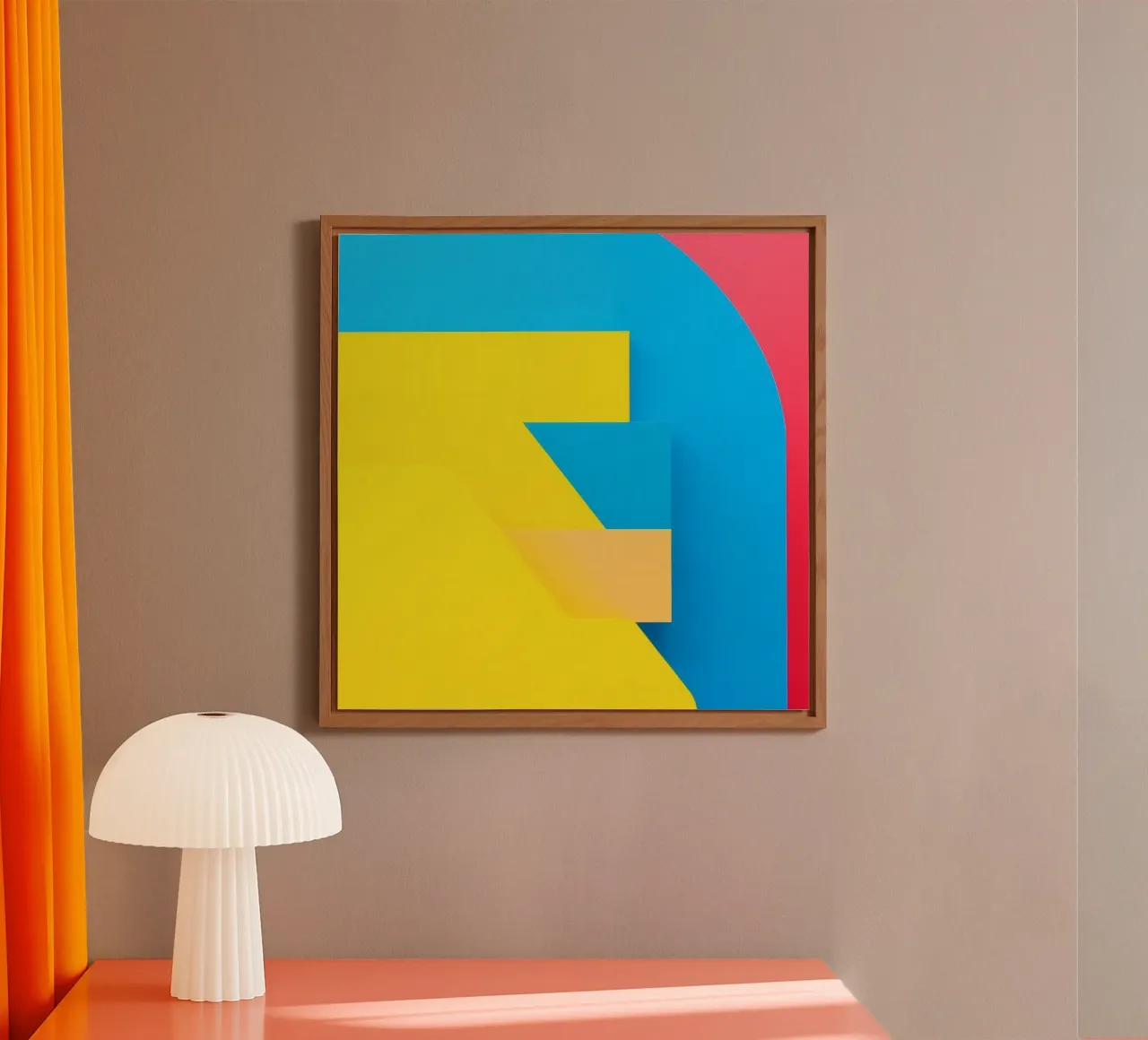 Forme geometriche colorate disposte in una vibrante composizione alluminio dibond da DesignDoodle