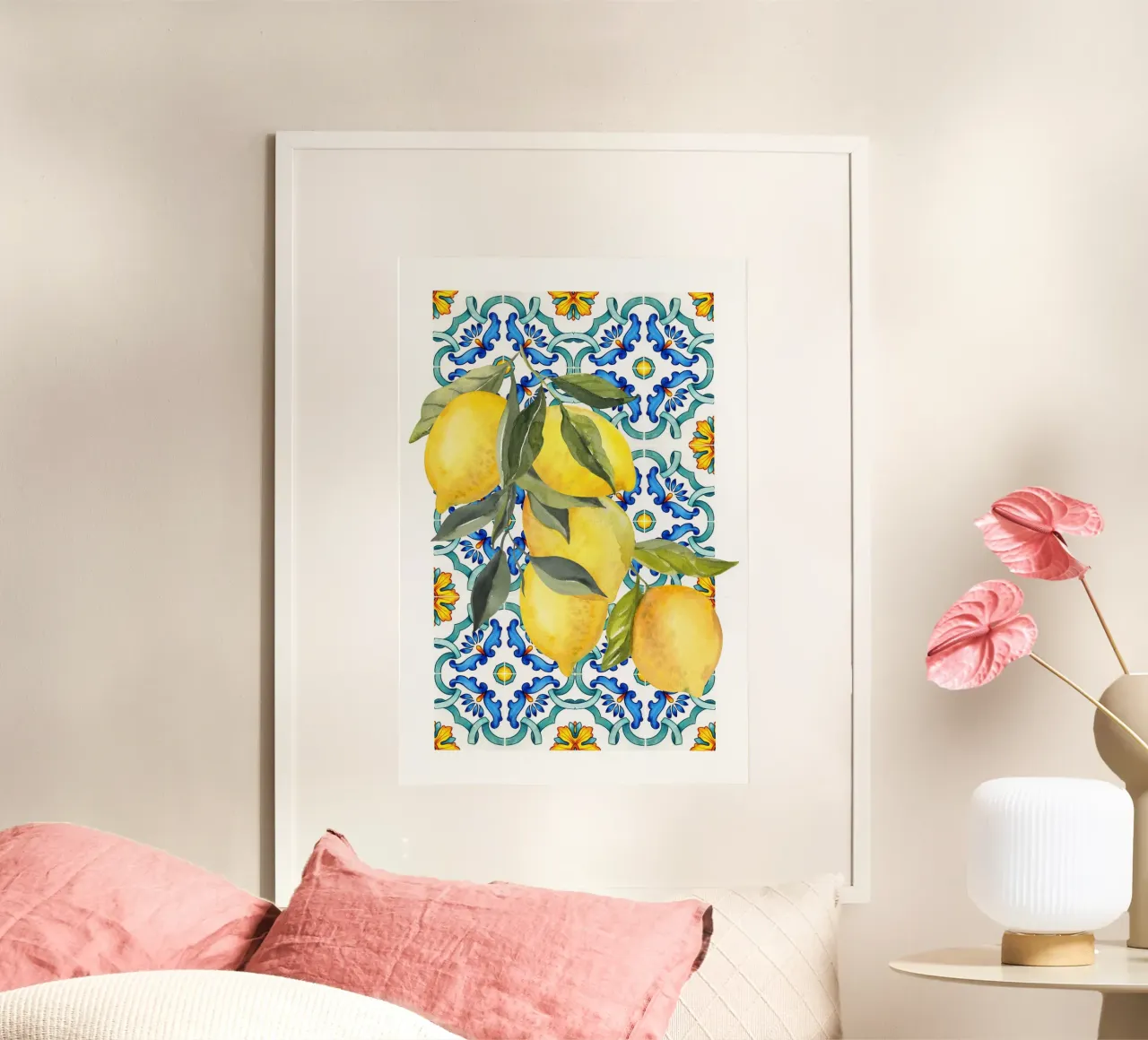 Zitrone Druck, Italien Wandkunst Poster mit Aluminium Rahmen von Bella Studio