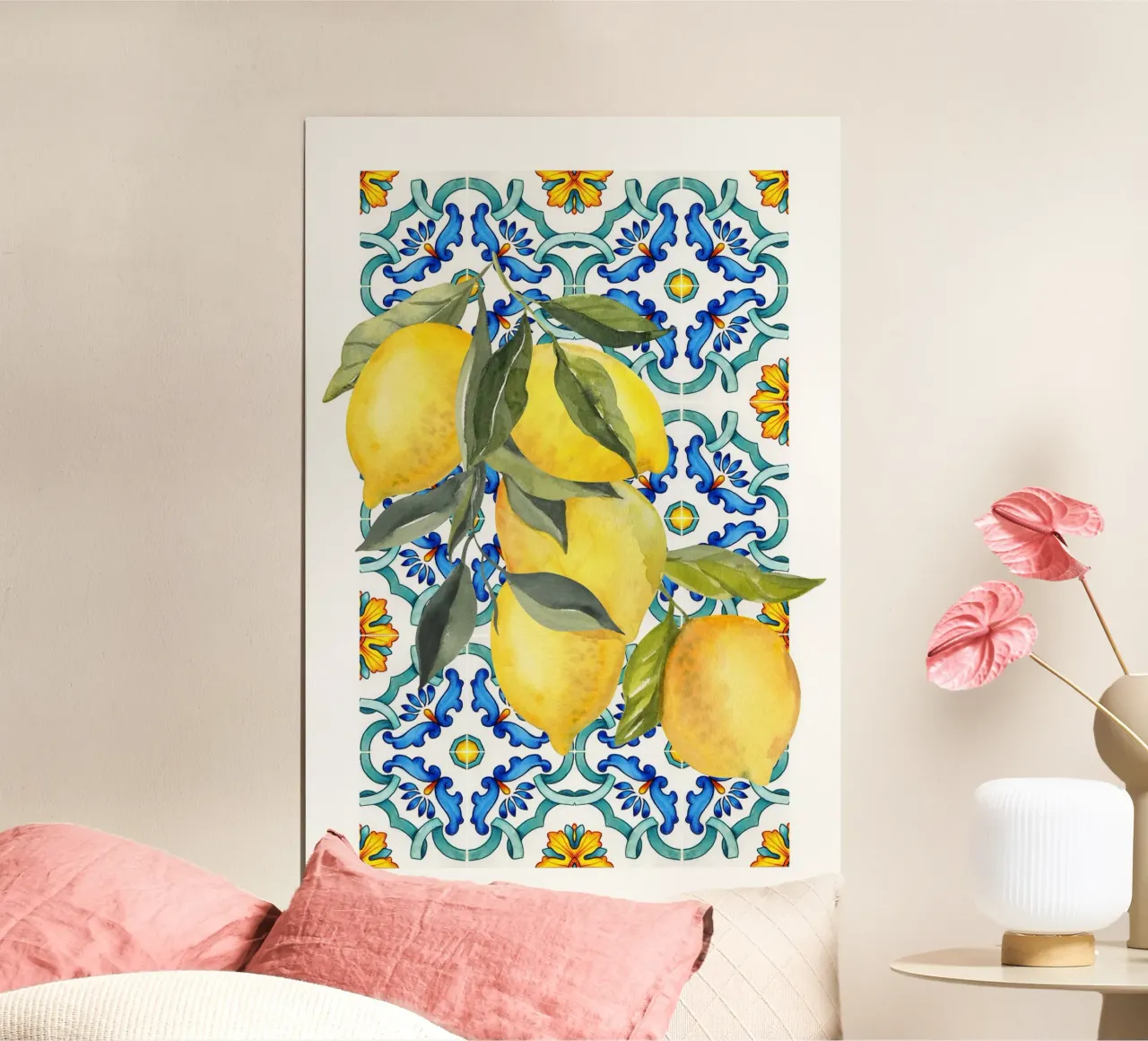 Zitrone Druck, Italien Wandkunst Poster mit Aluminium Rahmen von Bella Studio
