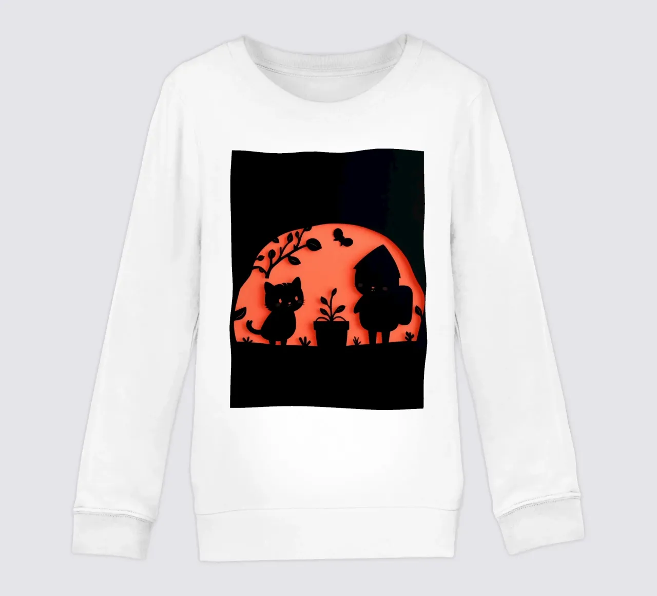 Silhouette di un personaggio e di un gatto che interagiscono felpa bambino da DesignDoodle