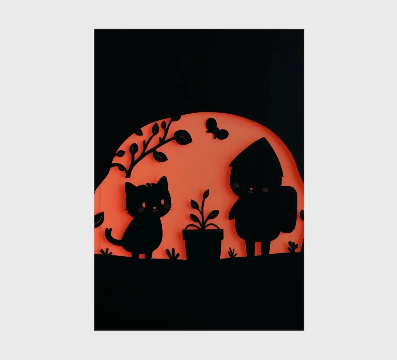 Silhouette d'un personnage et d'un chat en interaction carnet de notes de DesignDoodle