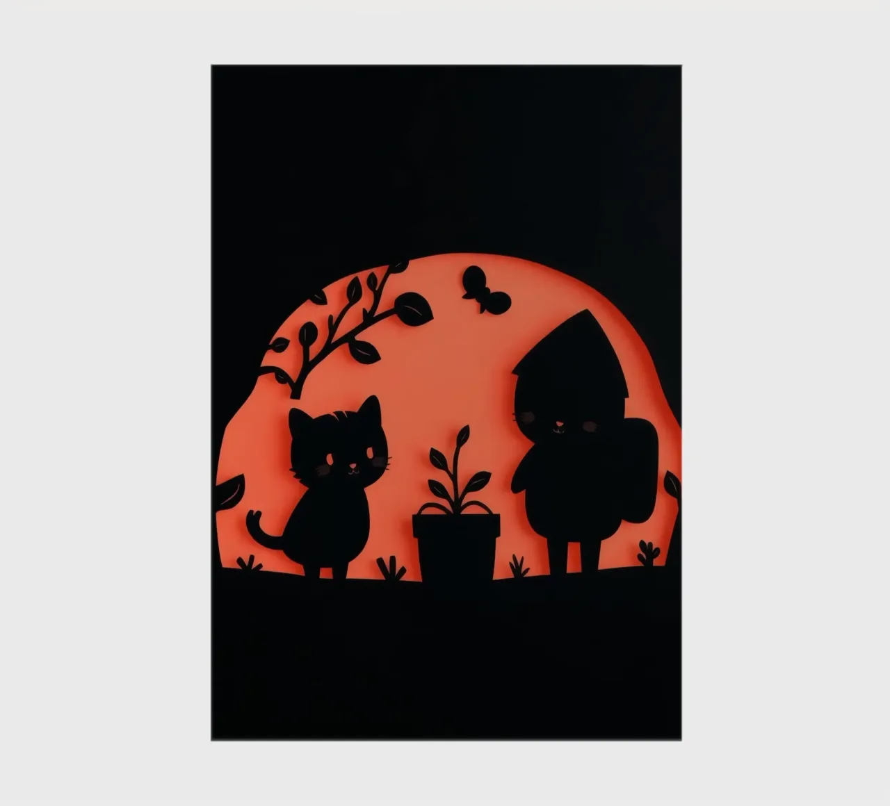 Silhouette d'un personnage et d'un chat en interaction carnet de notes de DesignDoodle